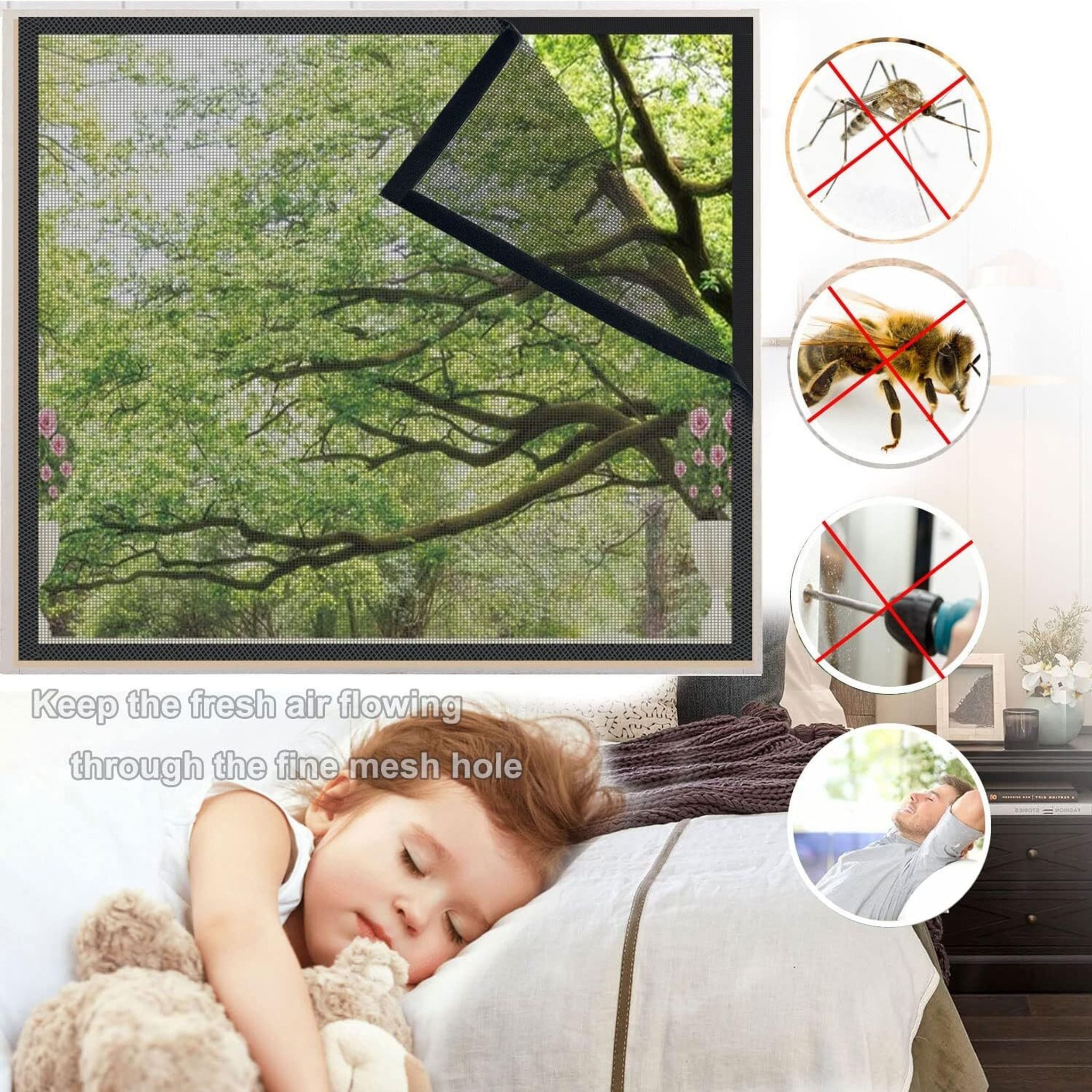 Insektenschutzrollo Robustes Fliegengitter aus Fibreglass für Fenster in 110x120 cm nun, FELIXLEO