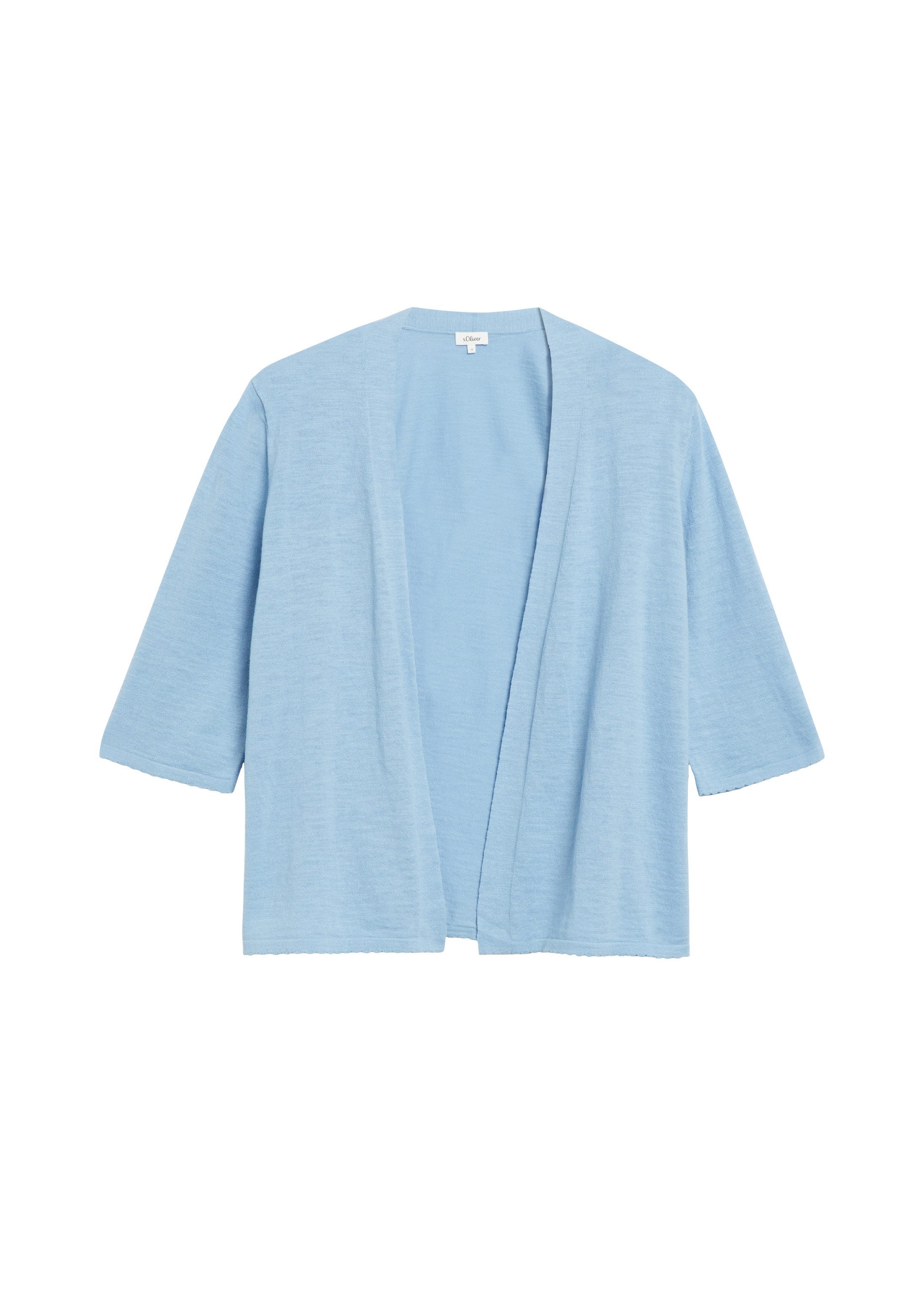 s.Oliver Cardigan Strickjacke Feinstrickjacke mit 3/4-Arm und Wellenkante