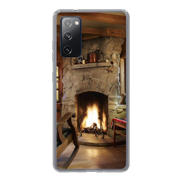 MuchoWow Handyhülle Brennendes Feuer in einem Kamin Phone Case Handyhülle Samsung Galaxy S20 FE Silikon Schutzhülle