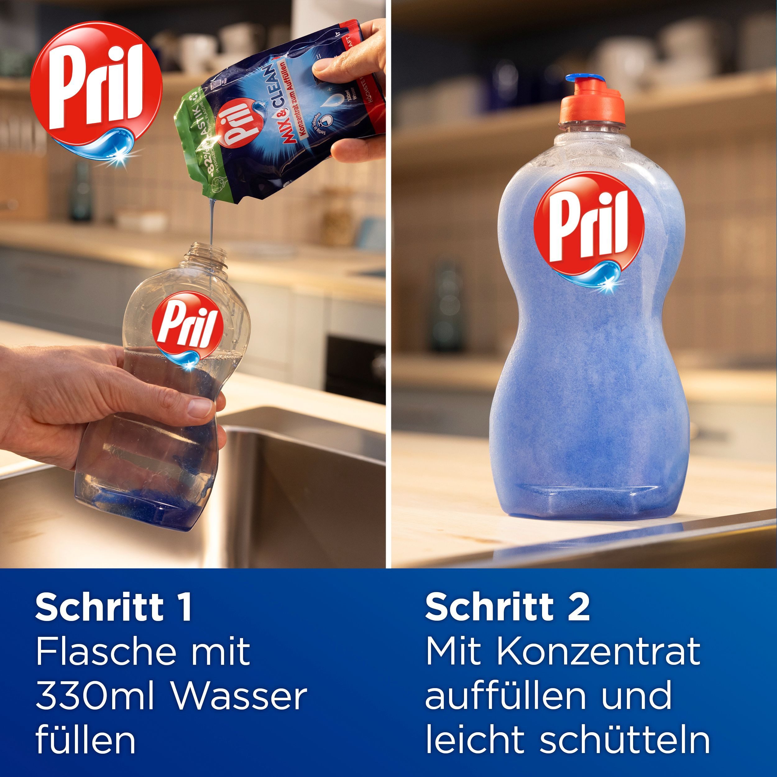 PRIL Original Konzentrat Mix & Clean 120ml Geschirrspülmittel (1-St. Spülmittelkonzentrat zum Auffüllen für -82% weniger Plastik)