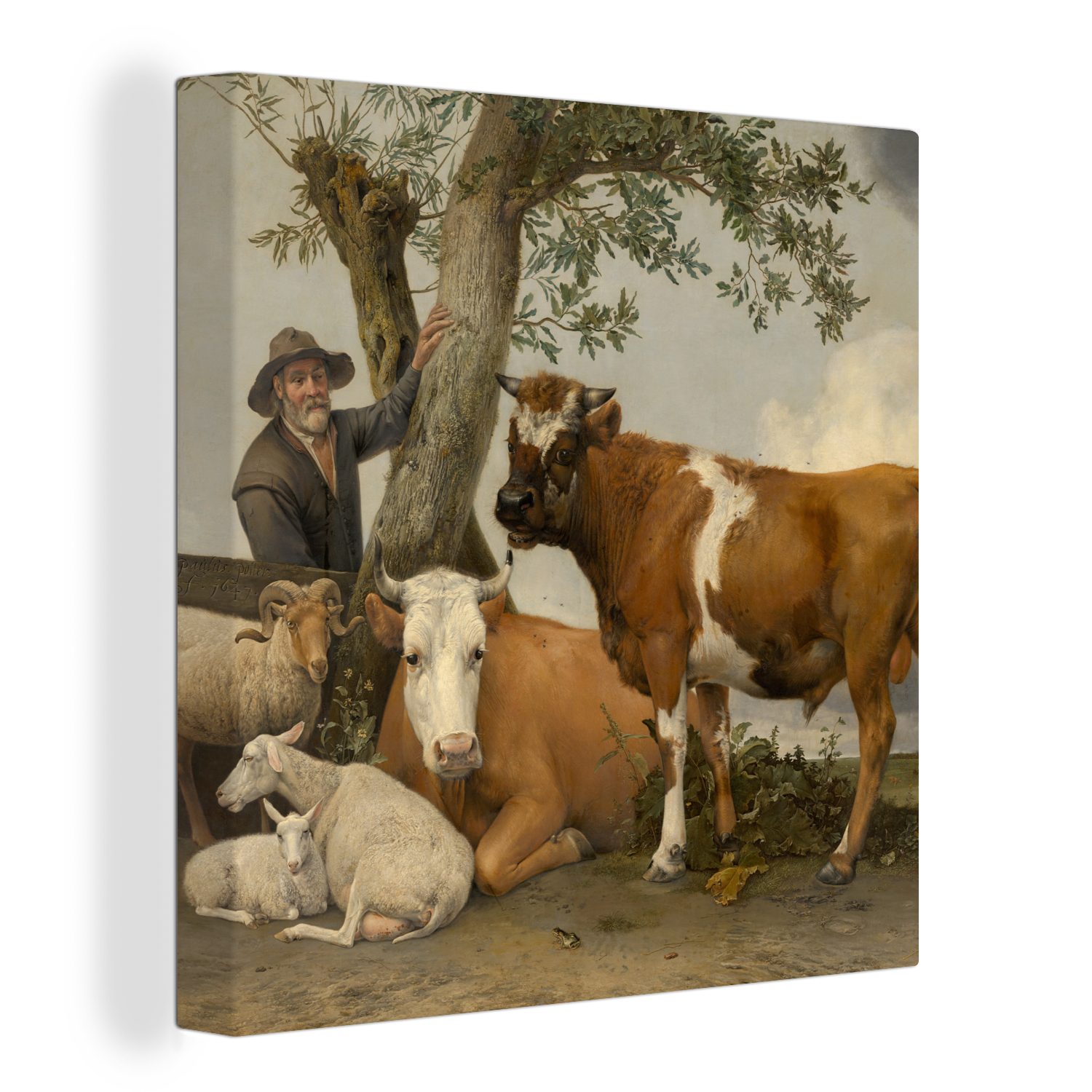 OneMillionCanvasses® Leinwandbild Der Stier - Gemälde von Paulus Potter, (1 St), Leinwand Bilder für Wohnzimmer Schlafzimmer