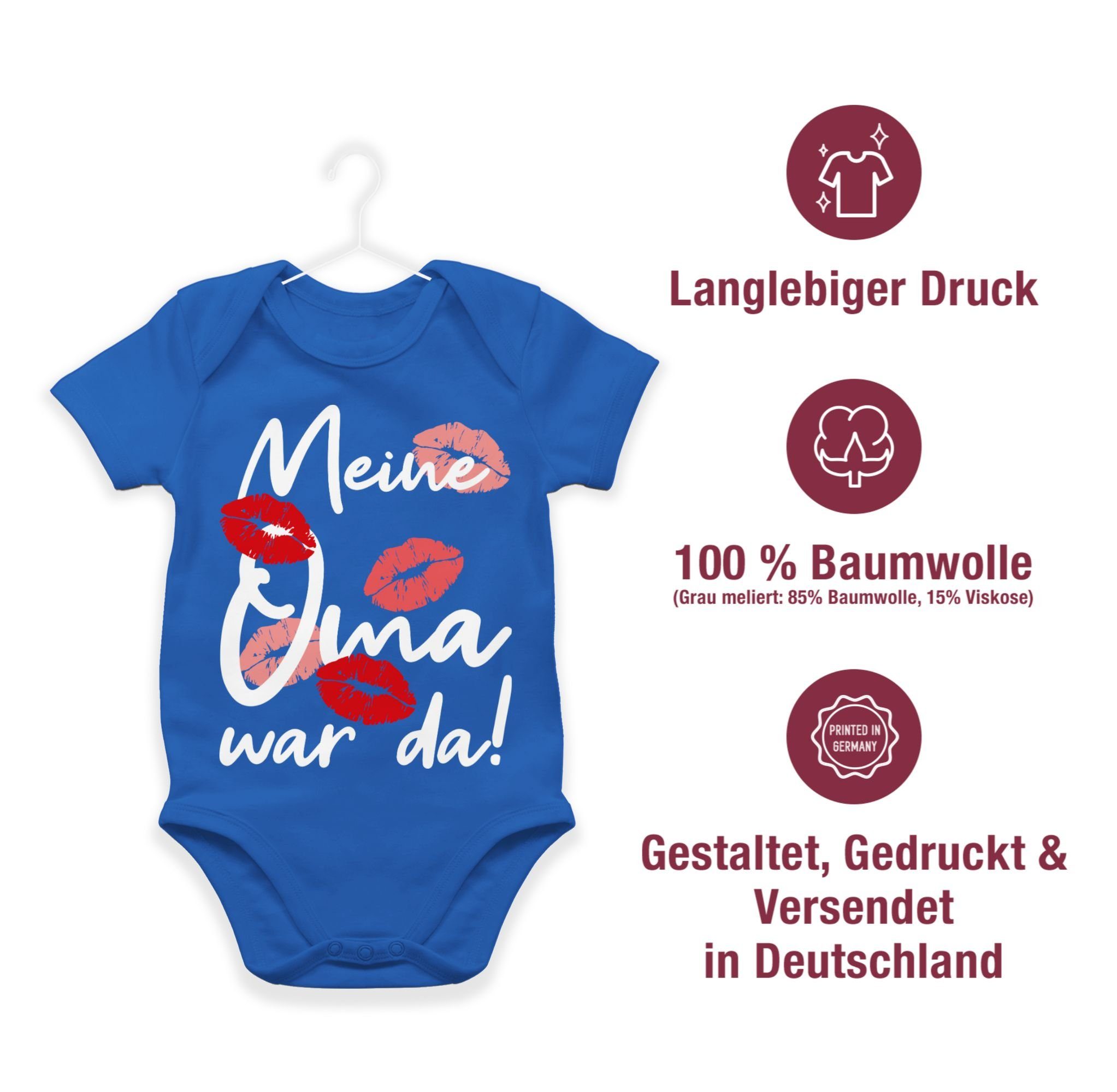 da Meine - Strampler Oma 2 war Royalblau Shirtbody & weiß Junge Shirtracer Baby Mädchen