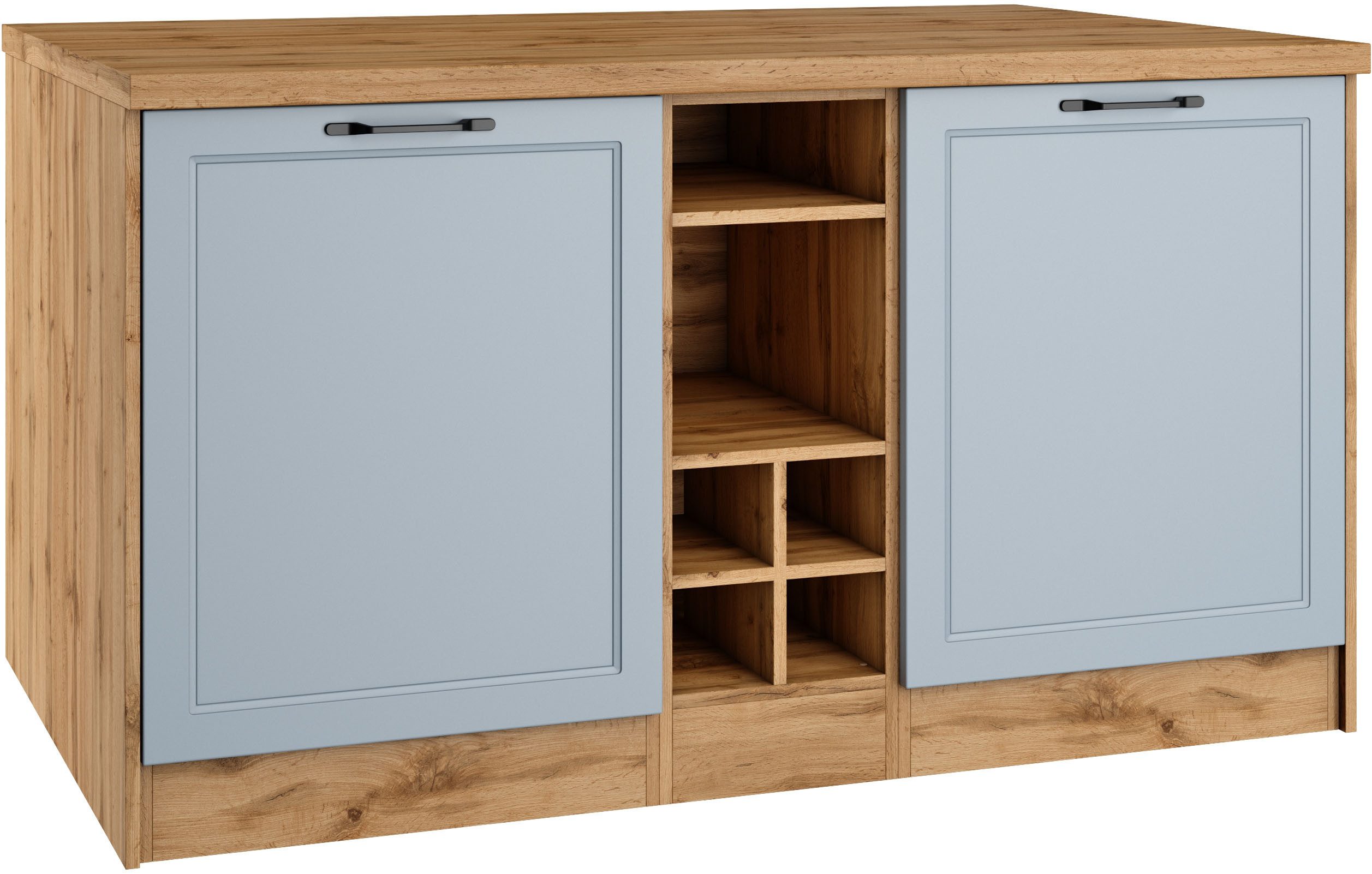 KOCHSTATION Kücheninsel KS-Lana, Breite 153 cm, MDF-Fronten, Arbeitsplatte 38mm stark