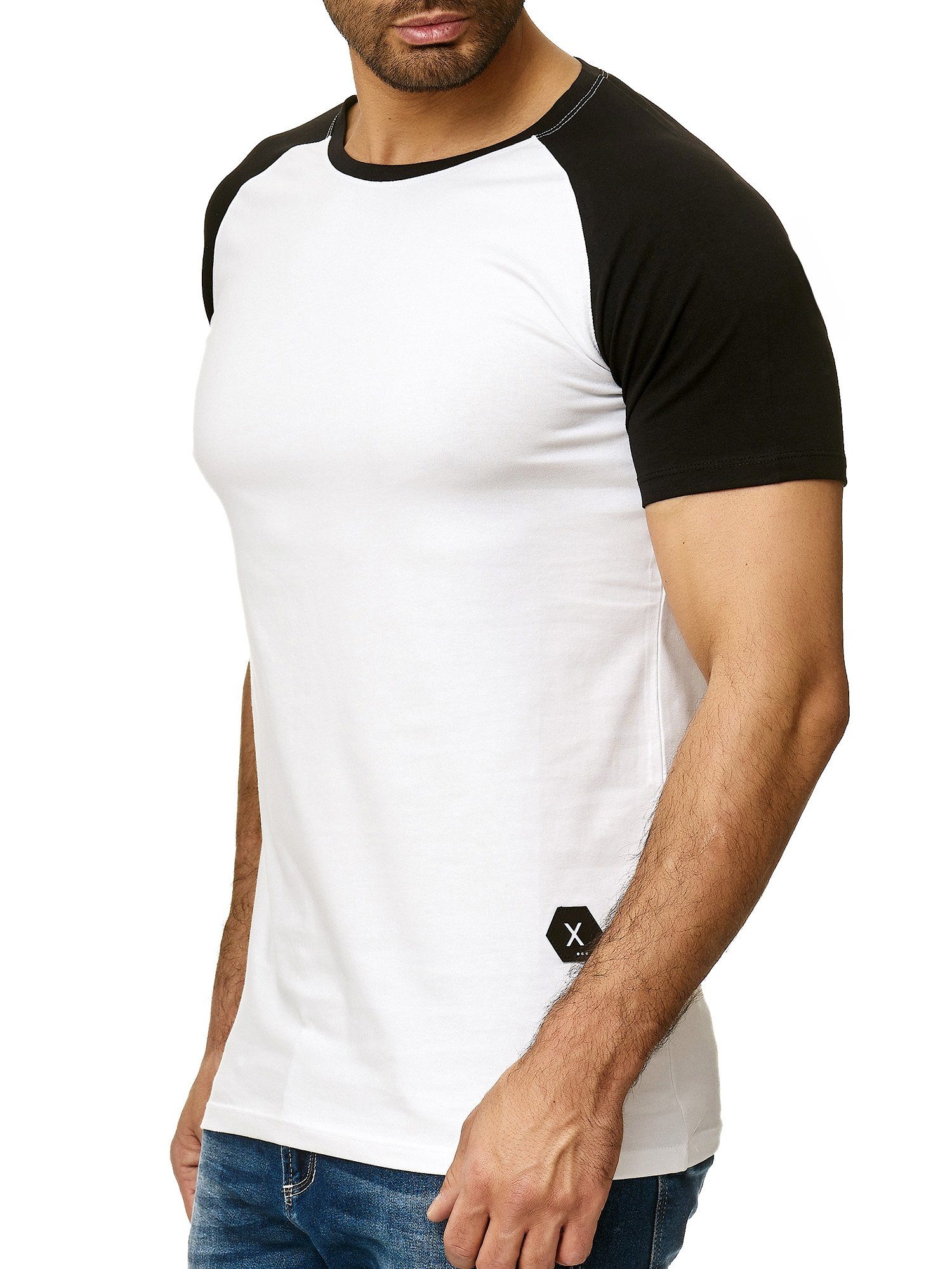 OneRedox T-Shirt 1302C (Shirt Polo Kurzarmshirt Tee, 1-tlg) Fitness Freizeit Casual Schwarz Weiss