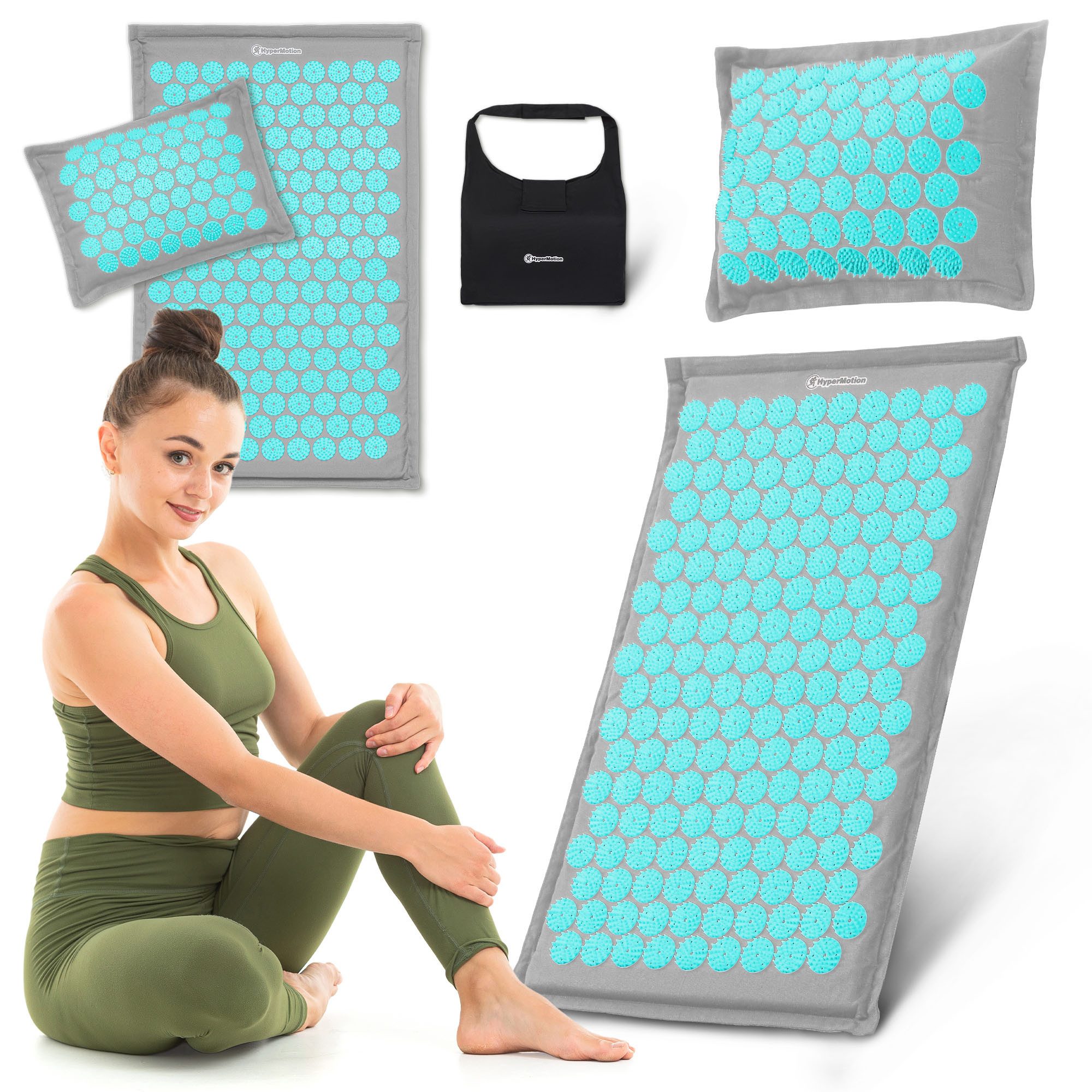 Akupressurmatte ECO Akupressurmatte 68 cm mit Kokos & Buchweizen – grau-mint