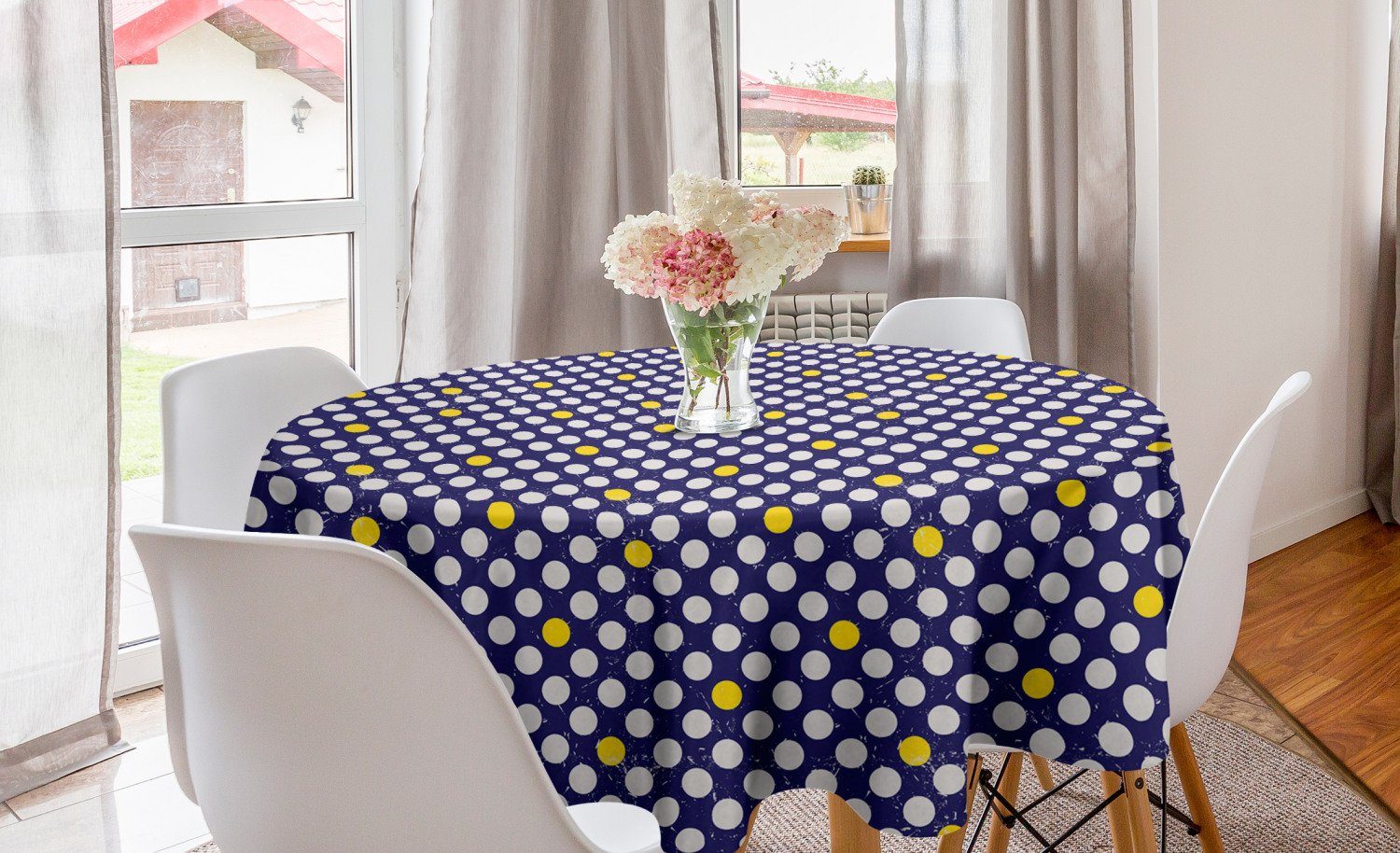 Abdeckung Tischdecke für Abstrakte Grunge-Punkte Kreis Punktmuster Küche Esszimmer Tischdecke Dekoration, Abakuhaus