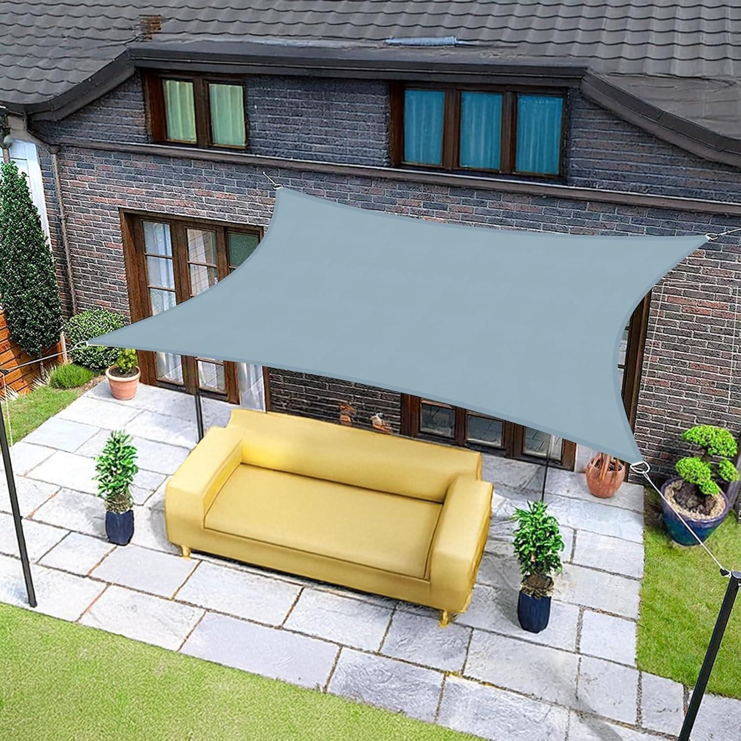 LuxusKollektion Sonnensegel Sonnensegel 4x5m Rechteckig Wasserdicht UV Schutz 4x5 Graublau