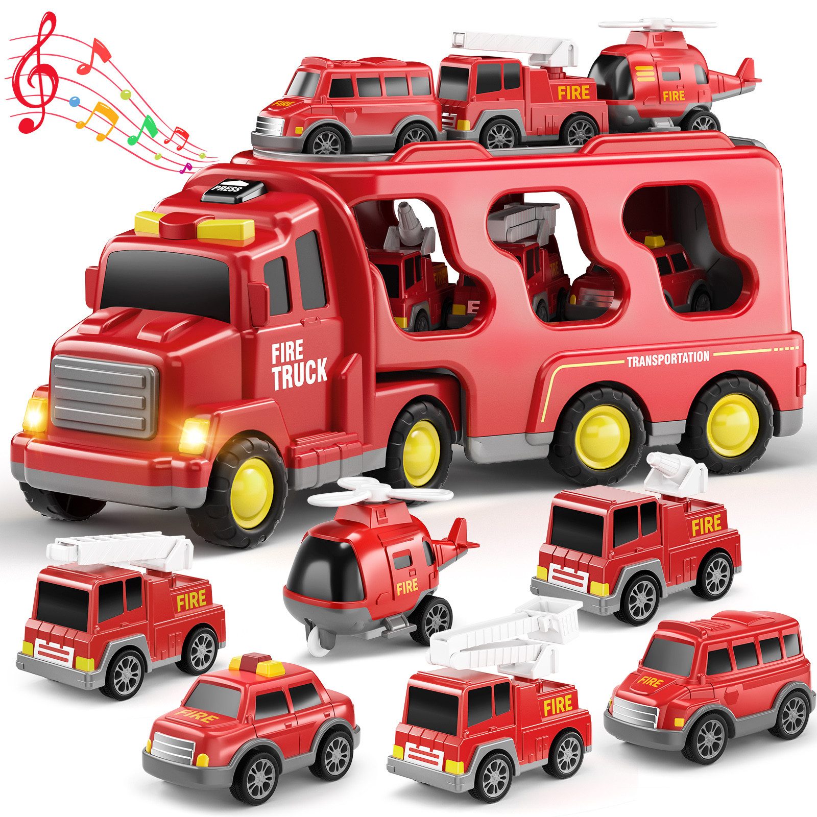 Spielzeug-Feuerwehr 7 in 1 Reibung Power Feuerwehrmaschine Auto Spielzeug