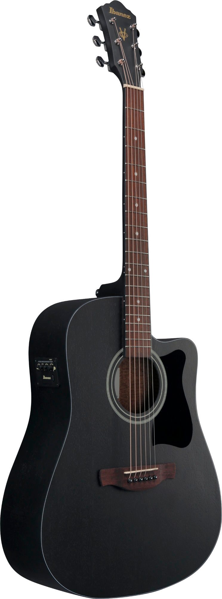Ibanez Westerngitarre Dreadnought - elektro-akustisch - Weathered Black, Dreadnought, Boden & Zarge: Meranti