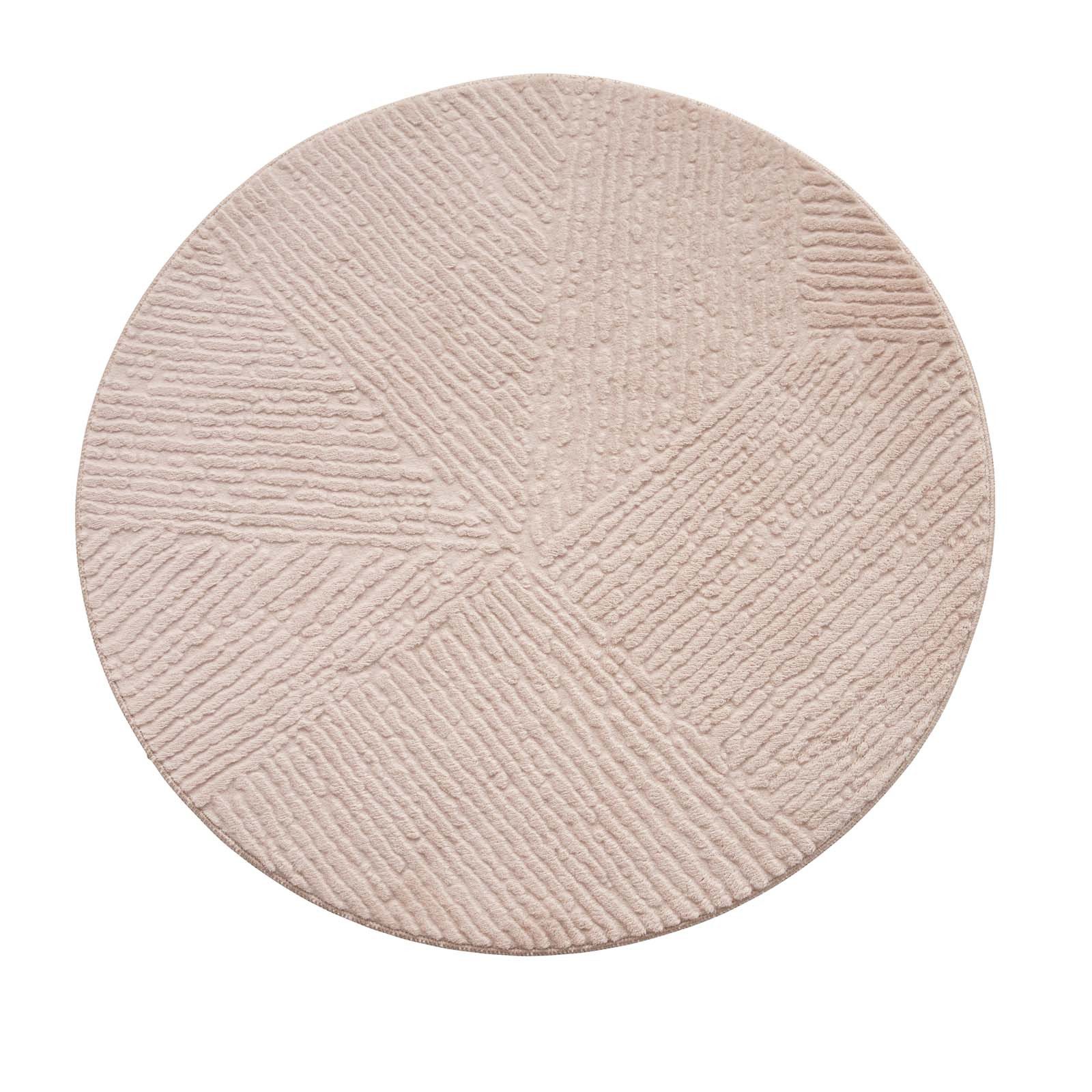 TaraCarpet Teppich TaraCarpet Homestyle 389 Fresco, rund, Höhe: 10 mm, Fresco hoch-tief weich waschbar beige 80x80 rund – Bild 4 von 5