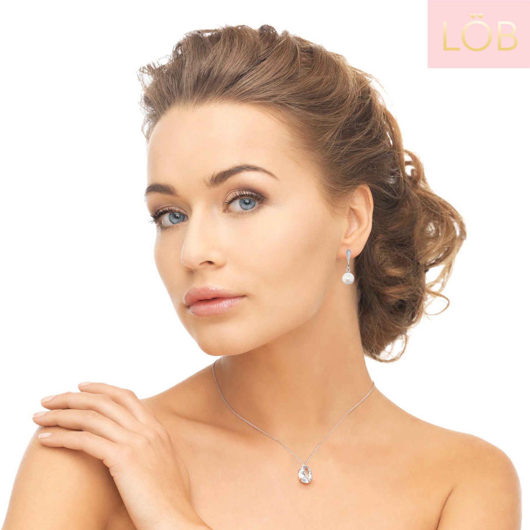 LÖB Perlenohrringe Ohrringe Hängend Silber Tropfen Perlen Anhänger Zirkonia Strass Steine (Geschenke für Frauen Damen Beste Freundin Mutter Mama Ehefrau Oma sie zum Geburtstag Schmuck Sommer, Inkl. Schmuckbox), Perlenohrringe Perle Glitzer Ohrstecker Perlenohrstecker Brautschmuck