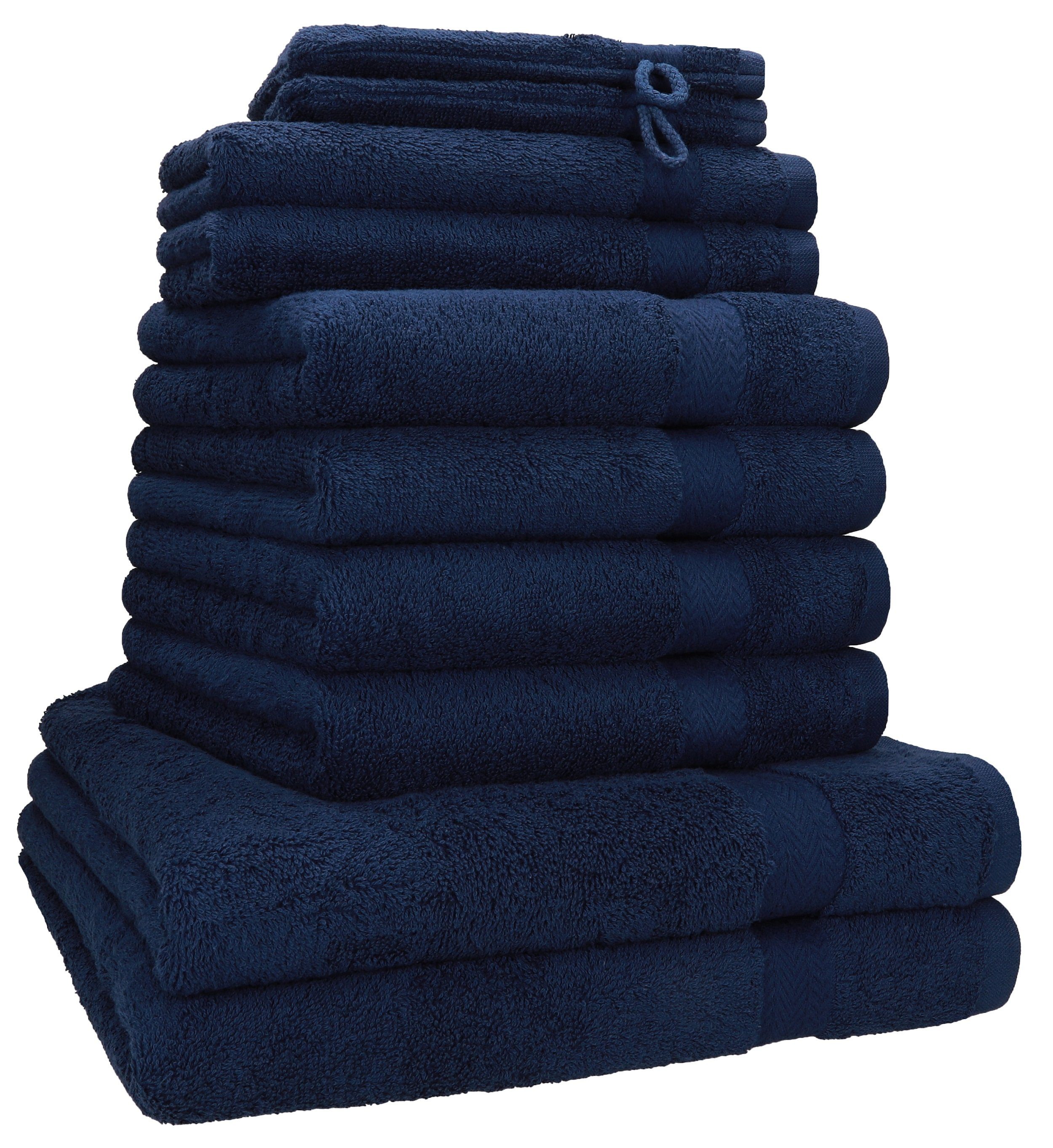 10-tlg. dunkelblau PREMIUM 100% Baumwolle, Baumwolle, Handtuch-Set Set Handtuch 100% Betz (10-tlg)