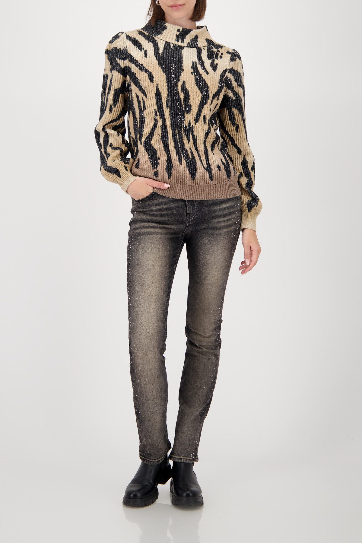 Monari Strickpullover Regular fit mit Stehkragen