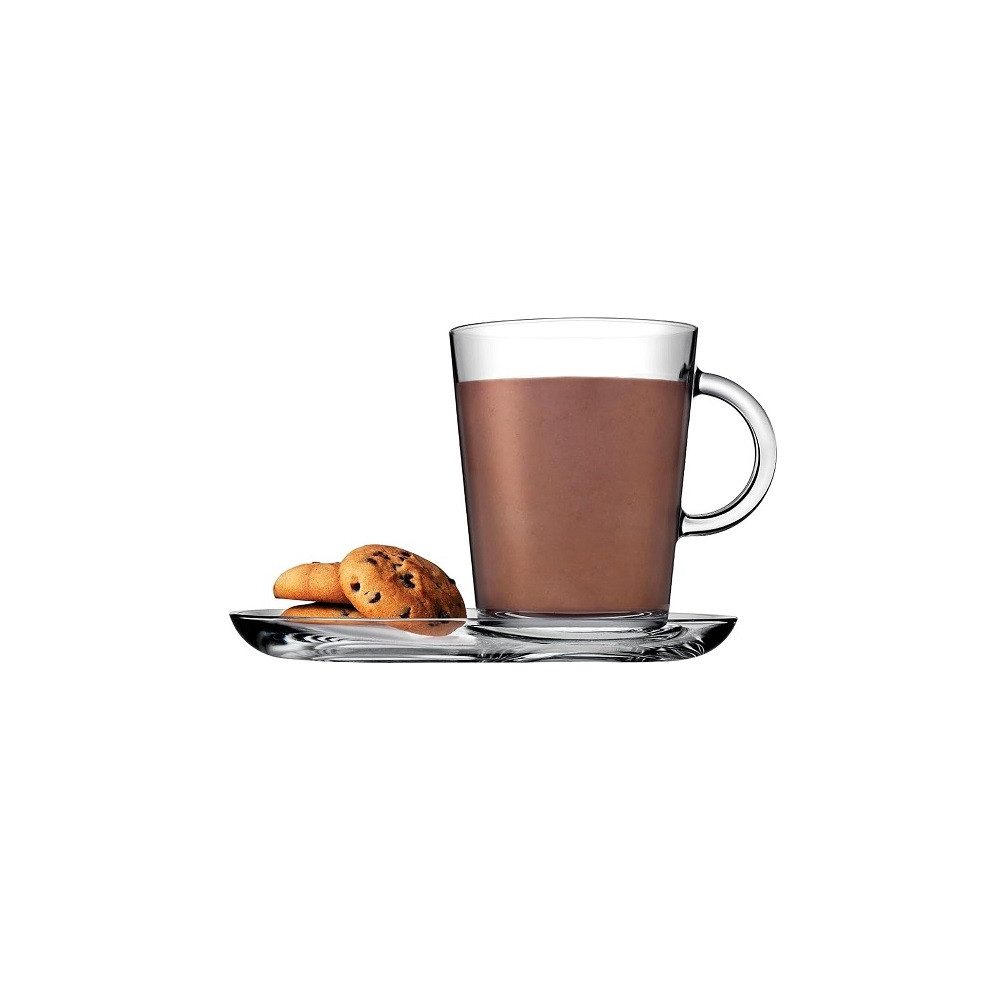 Pasabahce Thermoglas Pasabahce Tribeca Kaffeetassenset Tasse und Untertasse 4tlg. Set, Glas