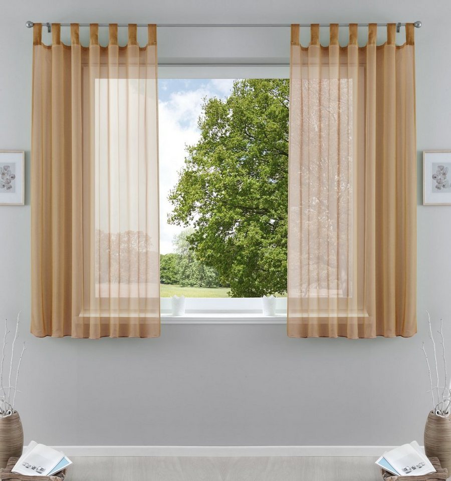 Gardinenbox Gardine (2 St), Schlaufen, transparent, Voile, Transparent Vorhang Set Voile Bleibandabschluss 61000CN