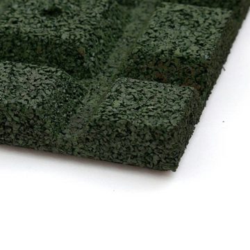 ROG-Gardenline Gummimatte, 4 Stück - 50 x 50 cm - Gummi Fallschutzplatte - Grün