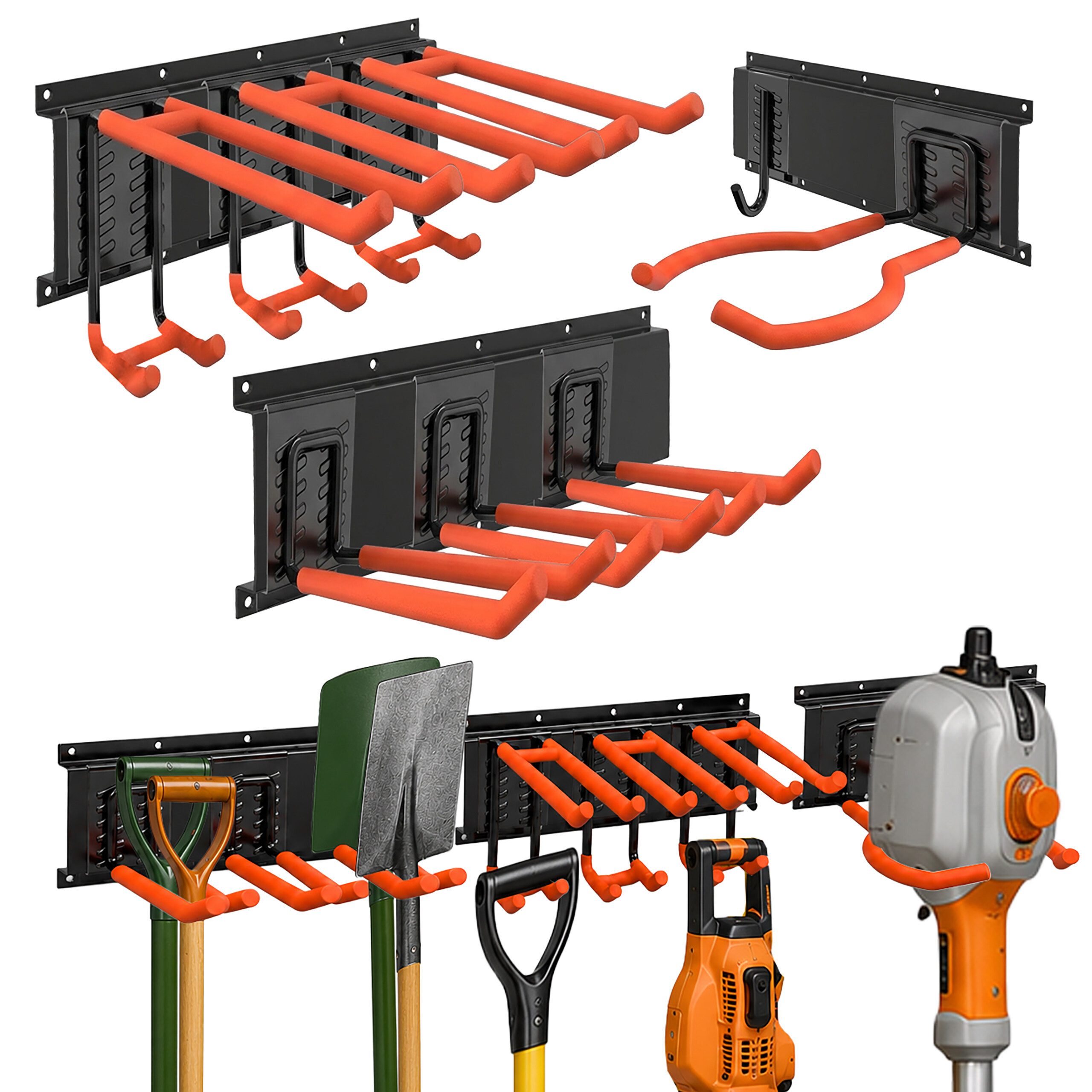 relaxdays Lochwand 8-tlg. Wandhaken Set, 0 Stk., mit 8 Haken, (8-tlg), Schwarz / Orange