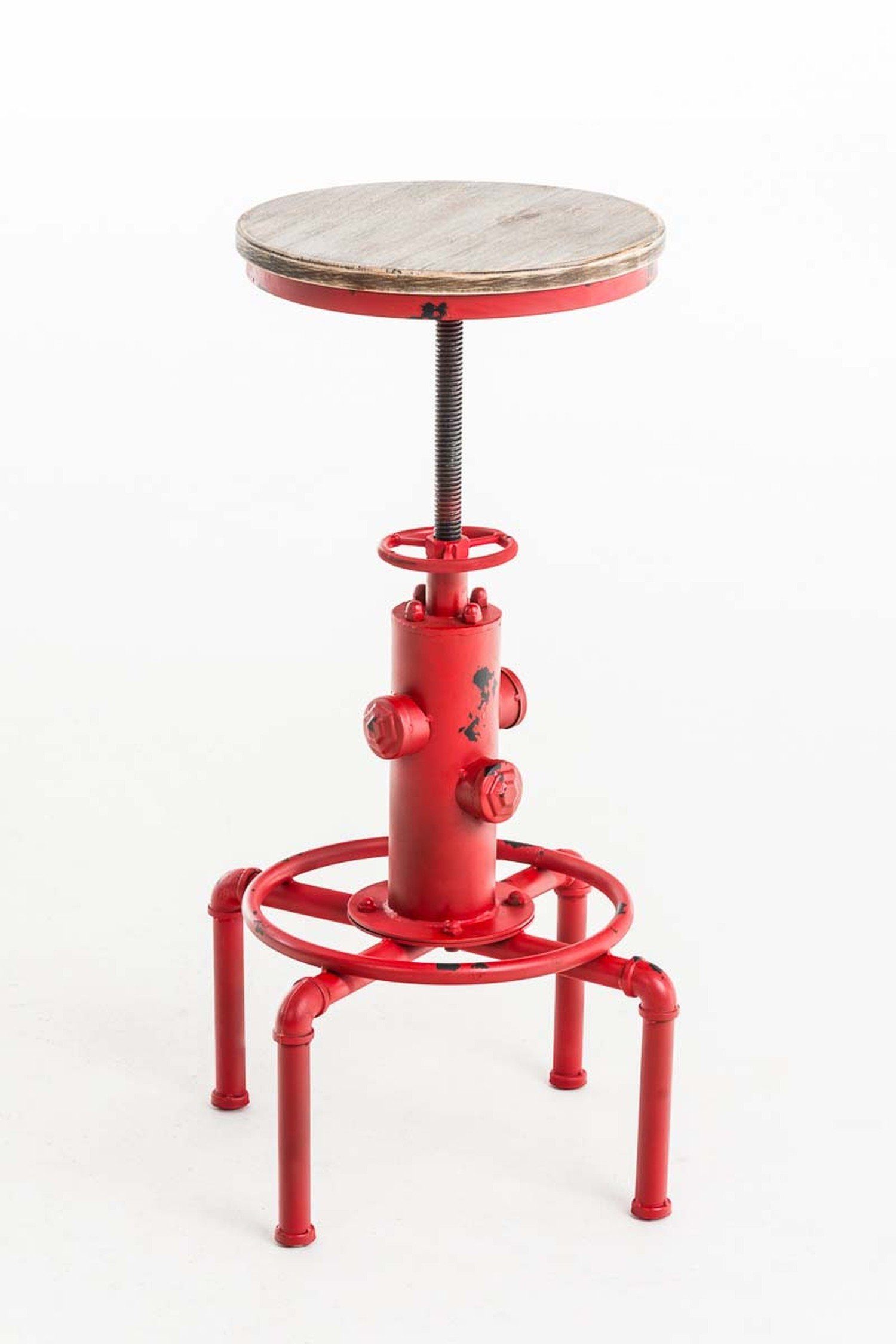 Barhocker Rot - & (mit Küche Gestell Fußstütze Lumos Sitzfläche: Tresenhocker), Holz - Hocker für - TPFLiving Theke Metall 4-Fuß