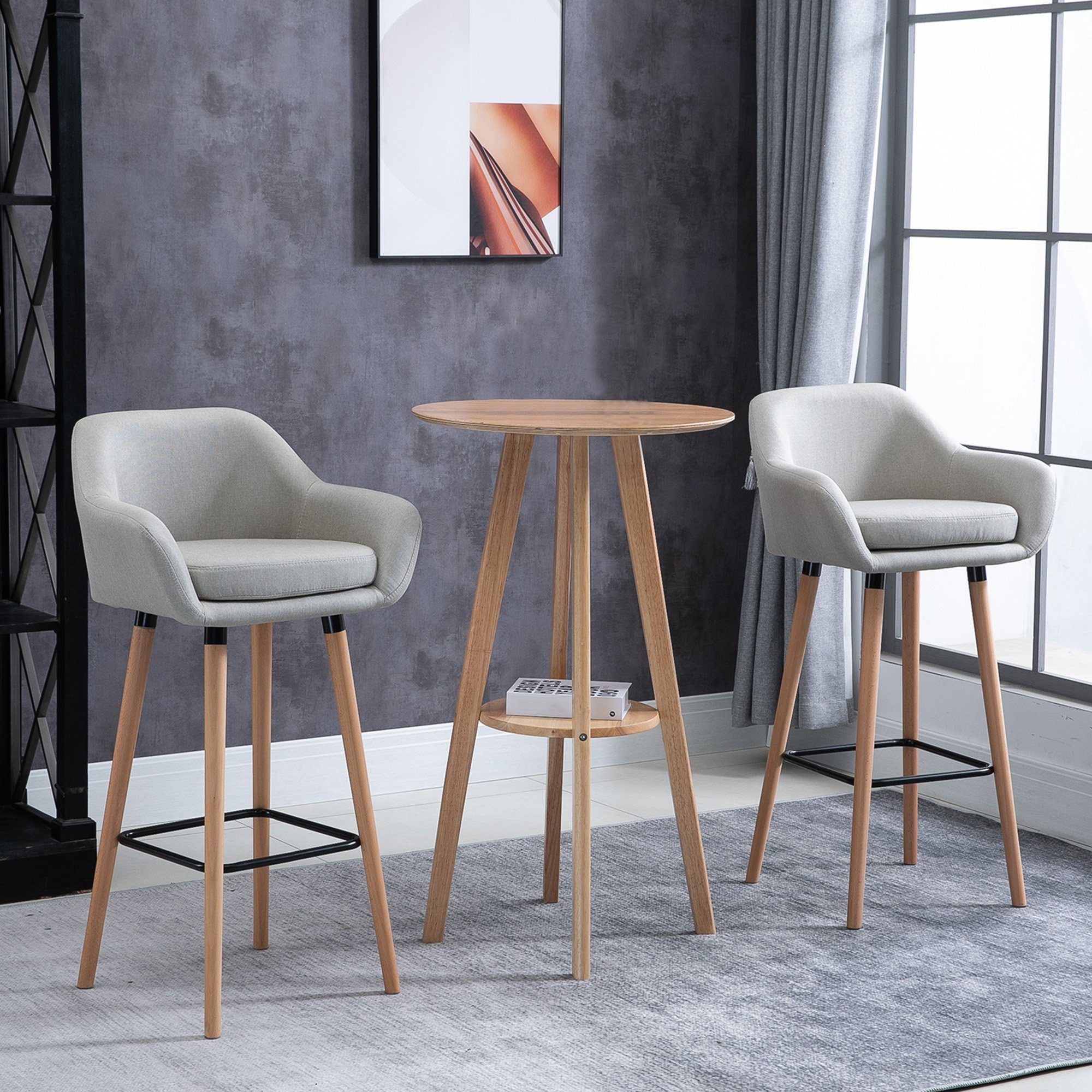 HOMCOM Barhocker Barstühle mit Fußstütze (Tresenhocker, günstig online kaufen