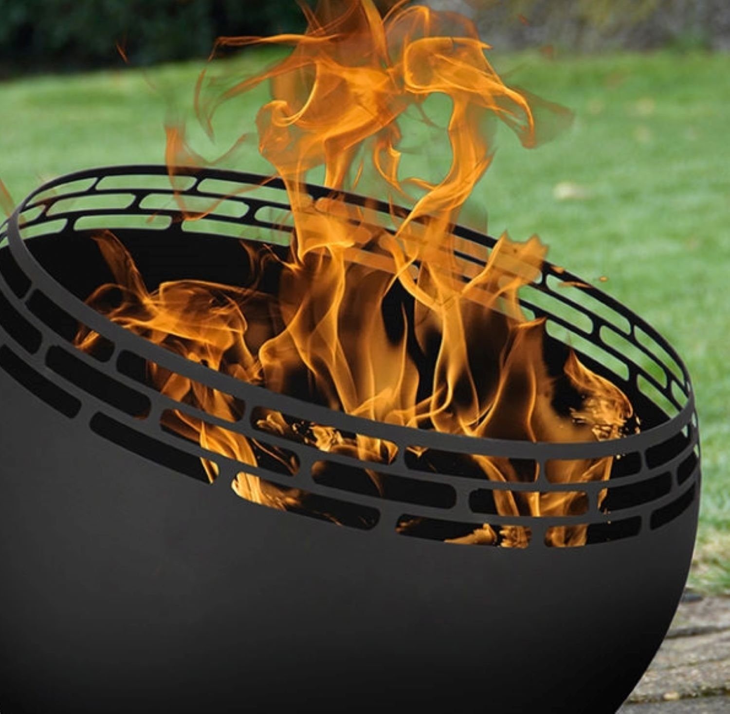 esschert design Feuerschale Feuer Ball schwarz 58cm Korb Stelle Schale Terrassen Ofen Metall Lager, (Feuerball)