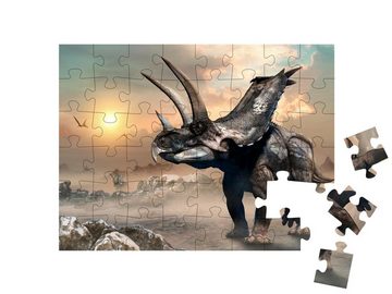 puzzleYOU Puzzle Agujaceratops, 3D-Illustration, 48 Puzzleteile, puzzleYOU-Kollektionen Dinosaurier, Tiere aus Fantasy & Urzeit