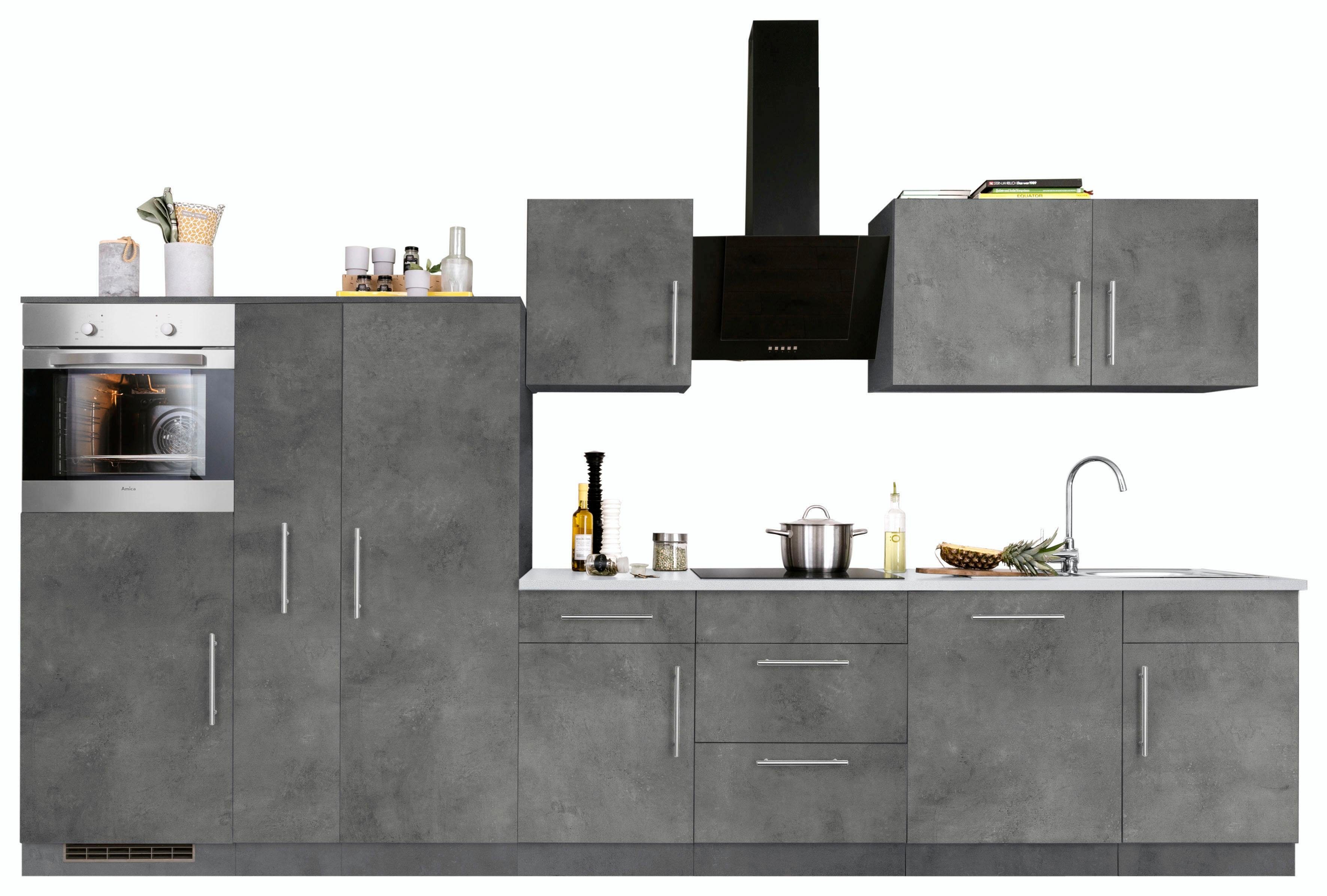 Front: betonfarben | Korpus: betonfarben | Arbeitsplatte: Canvas Grau