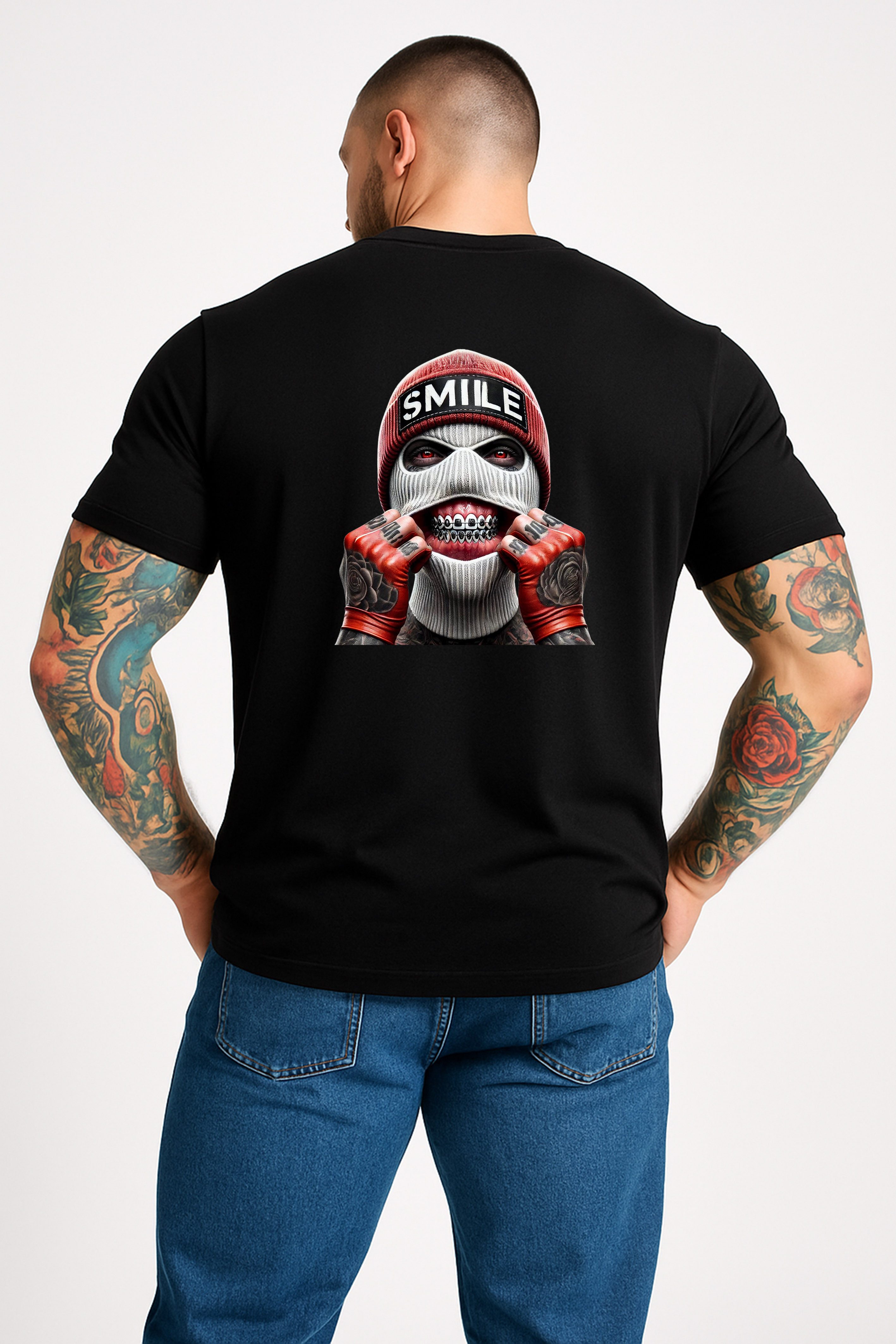 Banco T-Shirt Herren mit Smile rote Mütze Motiv - Streetwear Rundhals Kurza günstig online kaufen