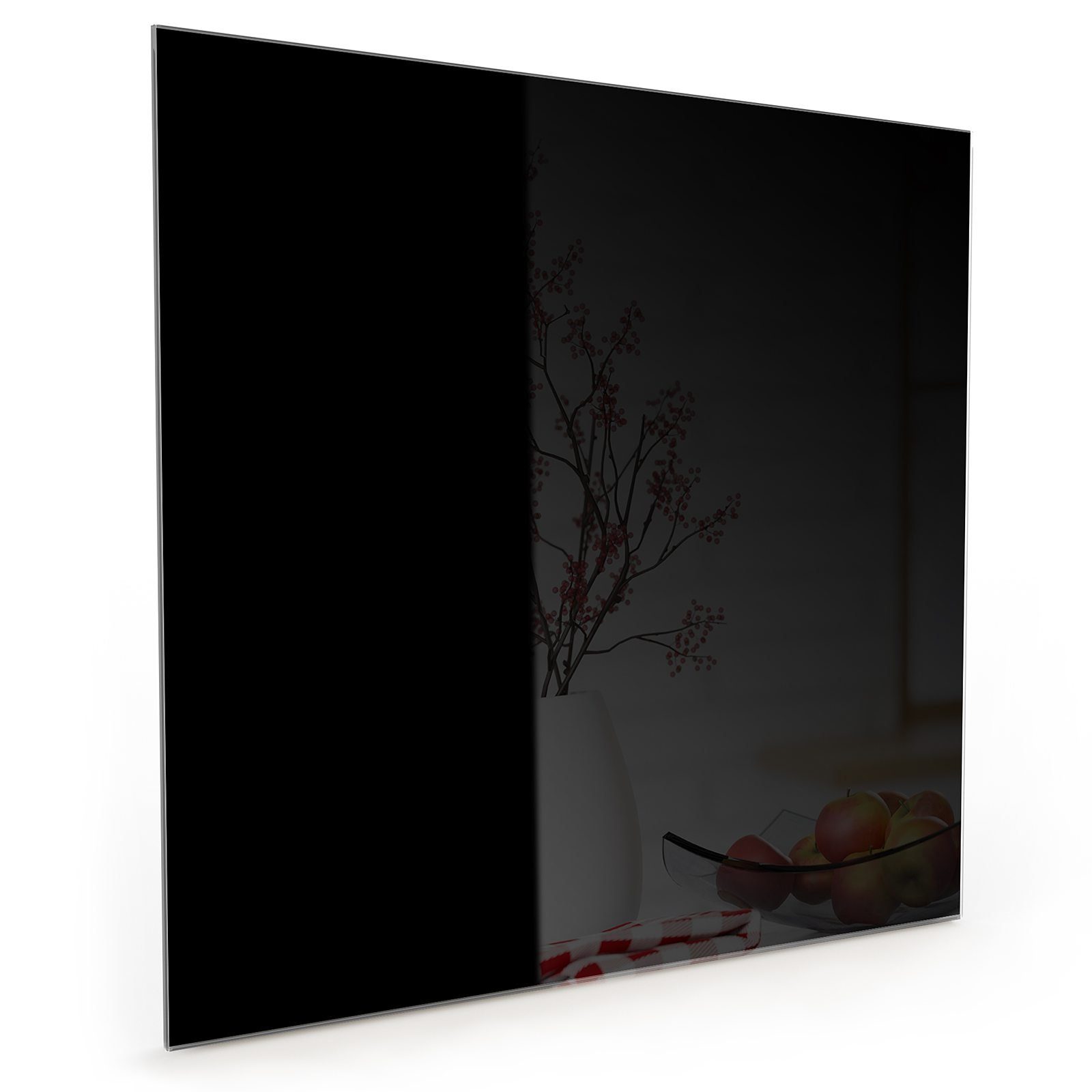 Primedeco Küchenrückwand Spritzschutz Glas Schwarzer Hintergrund