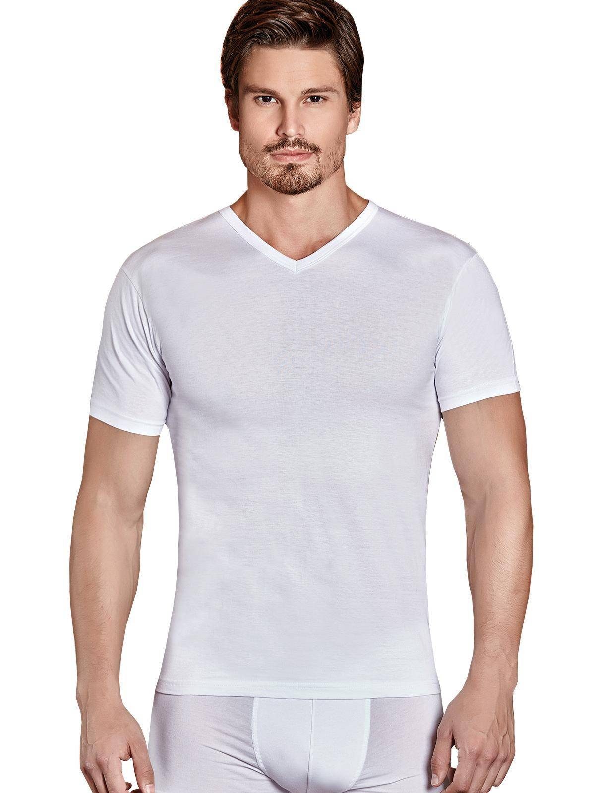 Berrak Business Weiß, Herren Unterhemd Kurzarm V-Ausschnitt Shirt Collection BS1007