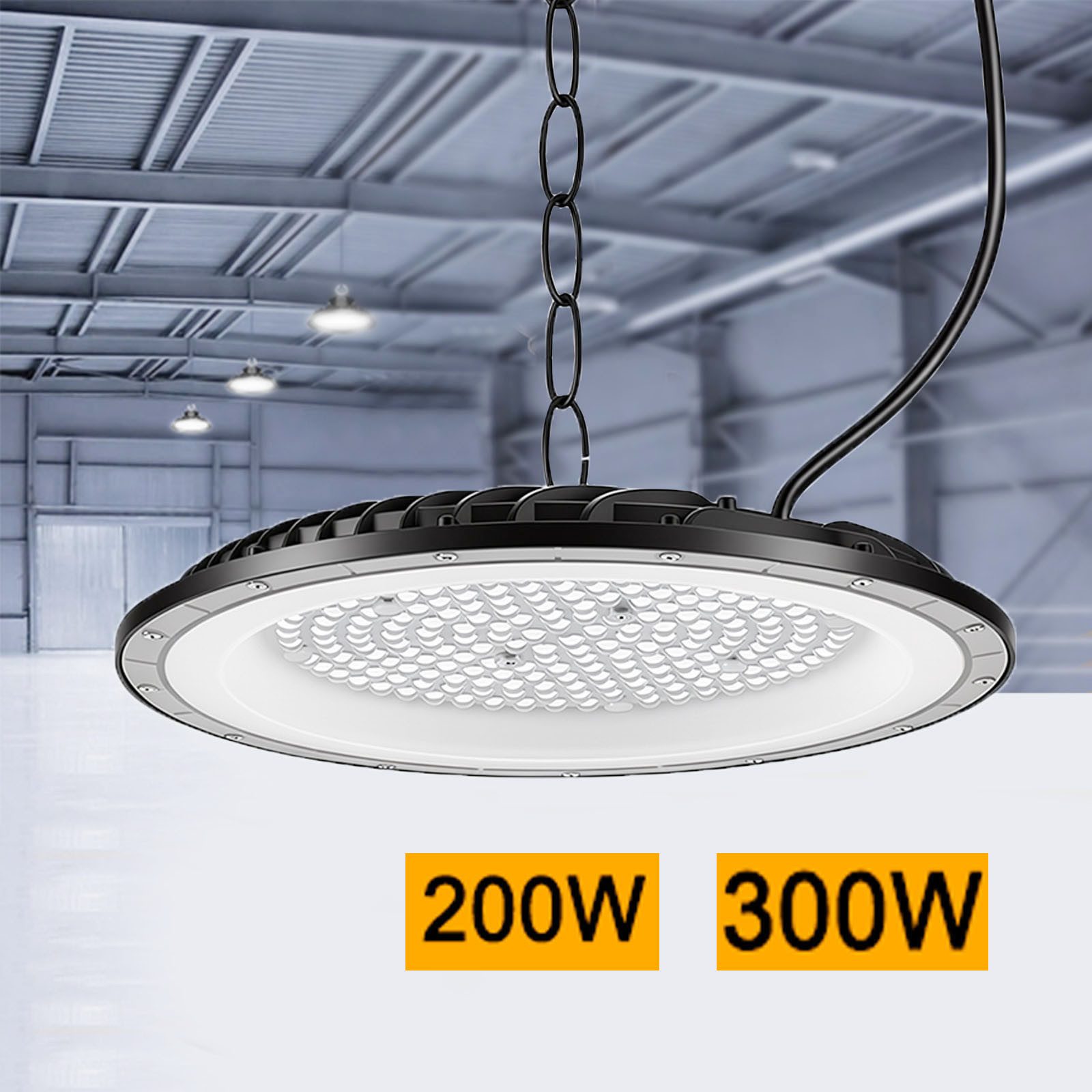 oyajia Deckenleuchte 200W LED Werkstatt Deckenleuchte 20000lm Superhelle UFO-Industrielampe, LED fest integriert, ‎Kaltweiß, 7000K LED-Strahler für Fabriken, Garagen, Lagerhallen, Baustelle