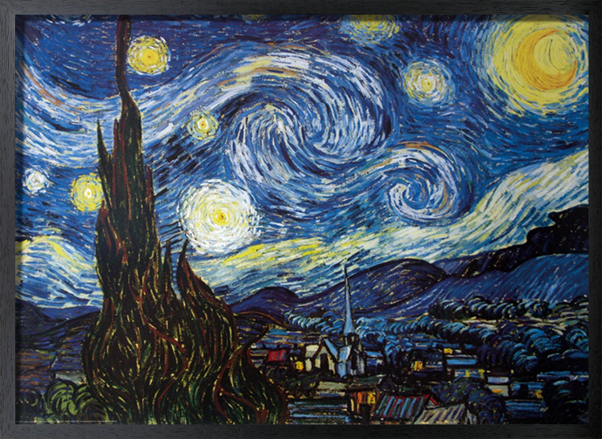 Close Up Kunstdruck Starry Night Poster gerahmt (G842910+Z107050)