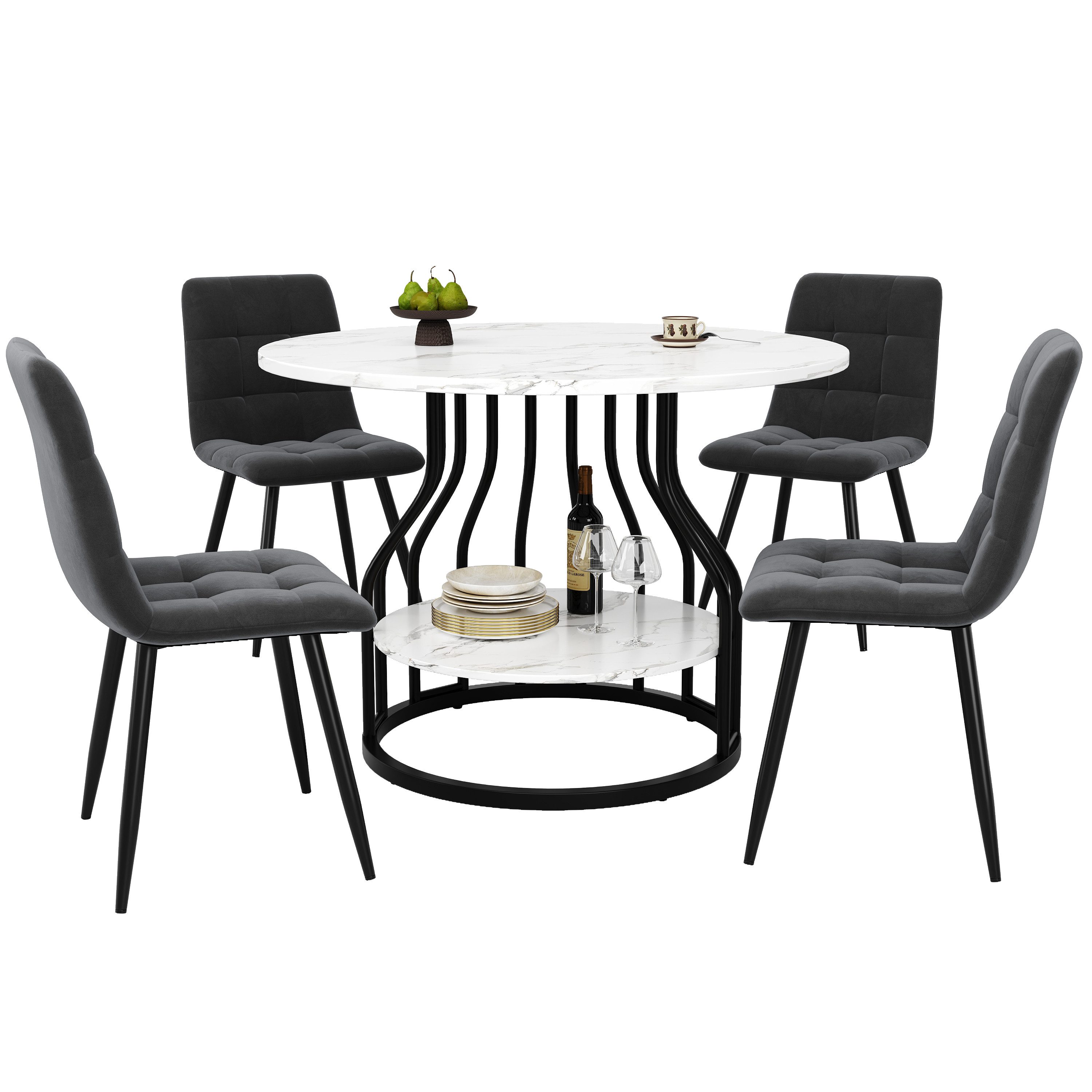 MODFU Essgruppe Stylisches Esstisch,Esszimmerstühle,Esstisch-Set, (5-teilig günstig online kaufen