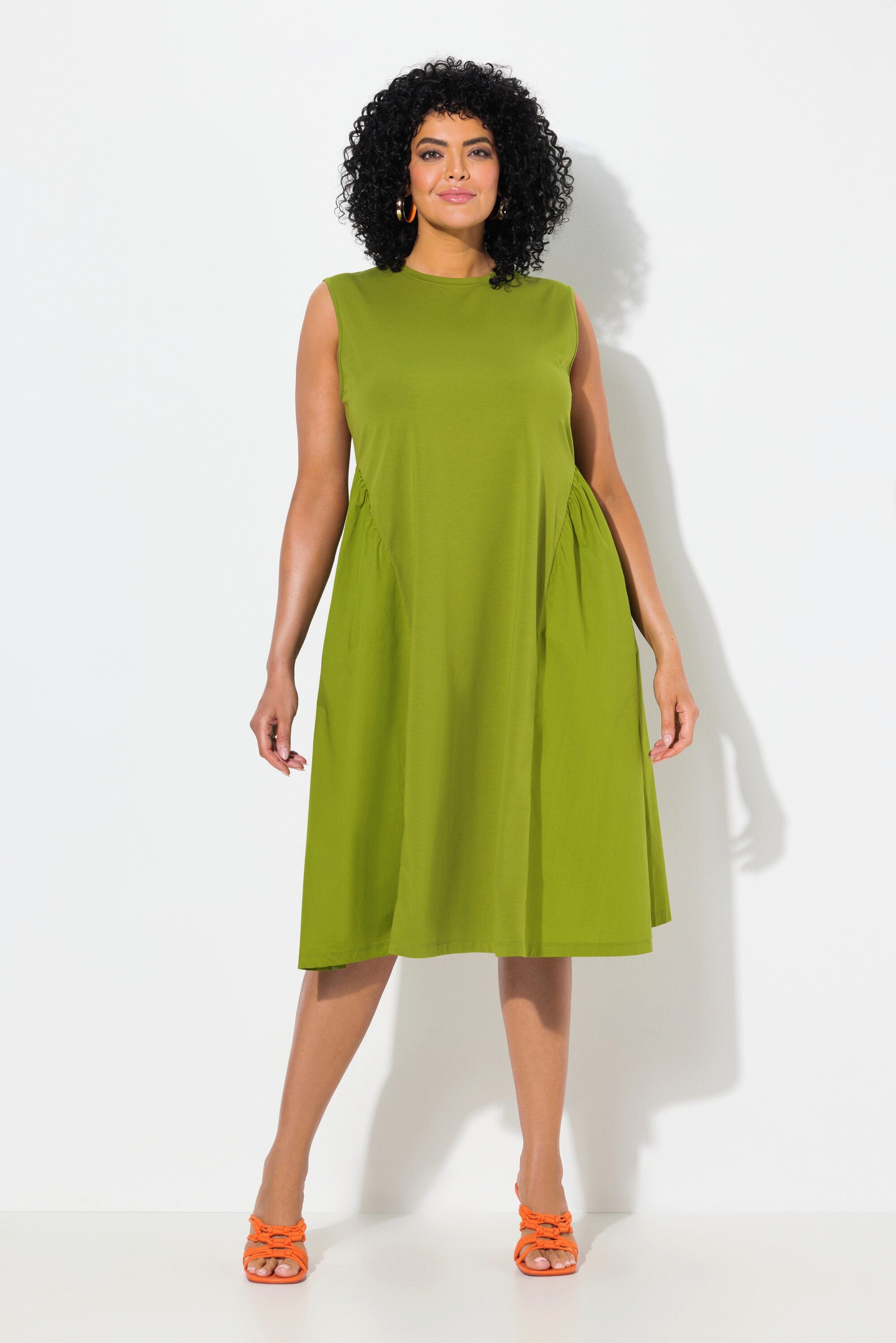 Ulla Popken Midikleid Kleid Materialmix A-Linie günstig online kaufen