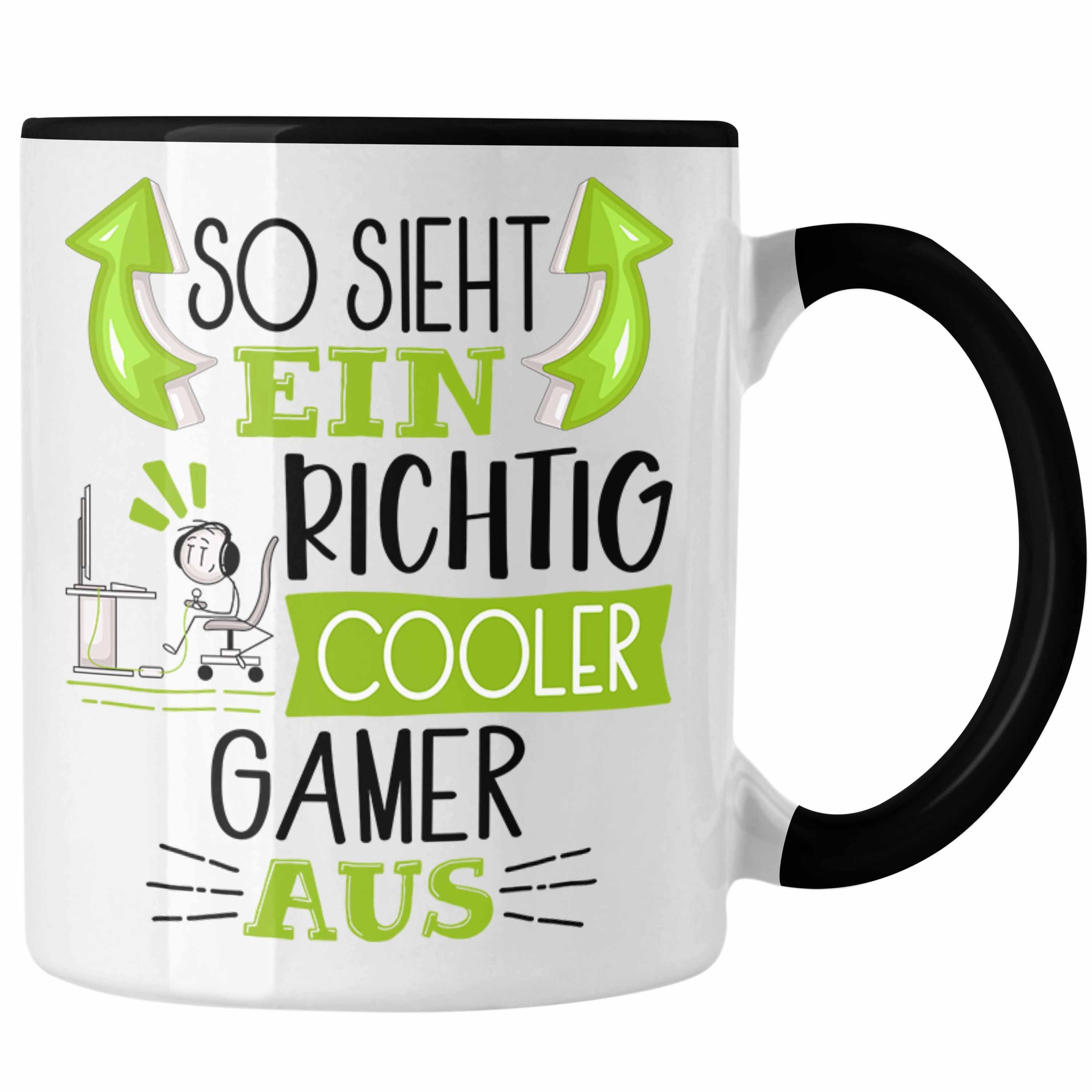 Trendation Tasse So Sieht Ein Richtig Cooler Gamer Aus Geschenk Tasse Lustiger Spruch Schwarz