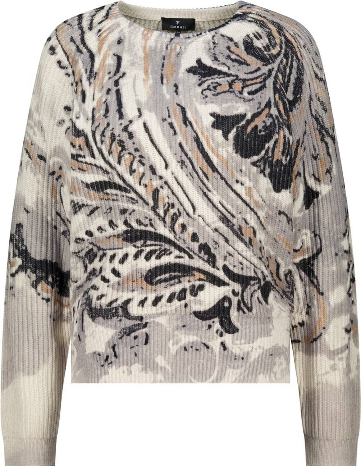 Monari Rundhalspullover 809963 Paisley-Strick mit schimmernden Lurex-Akzenten