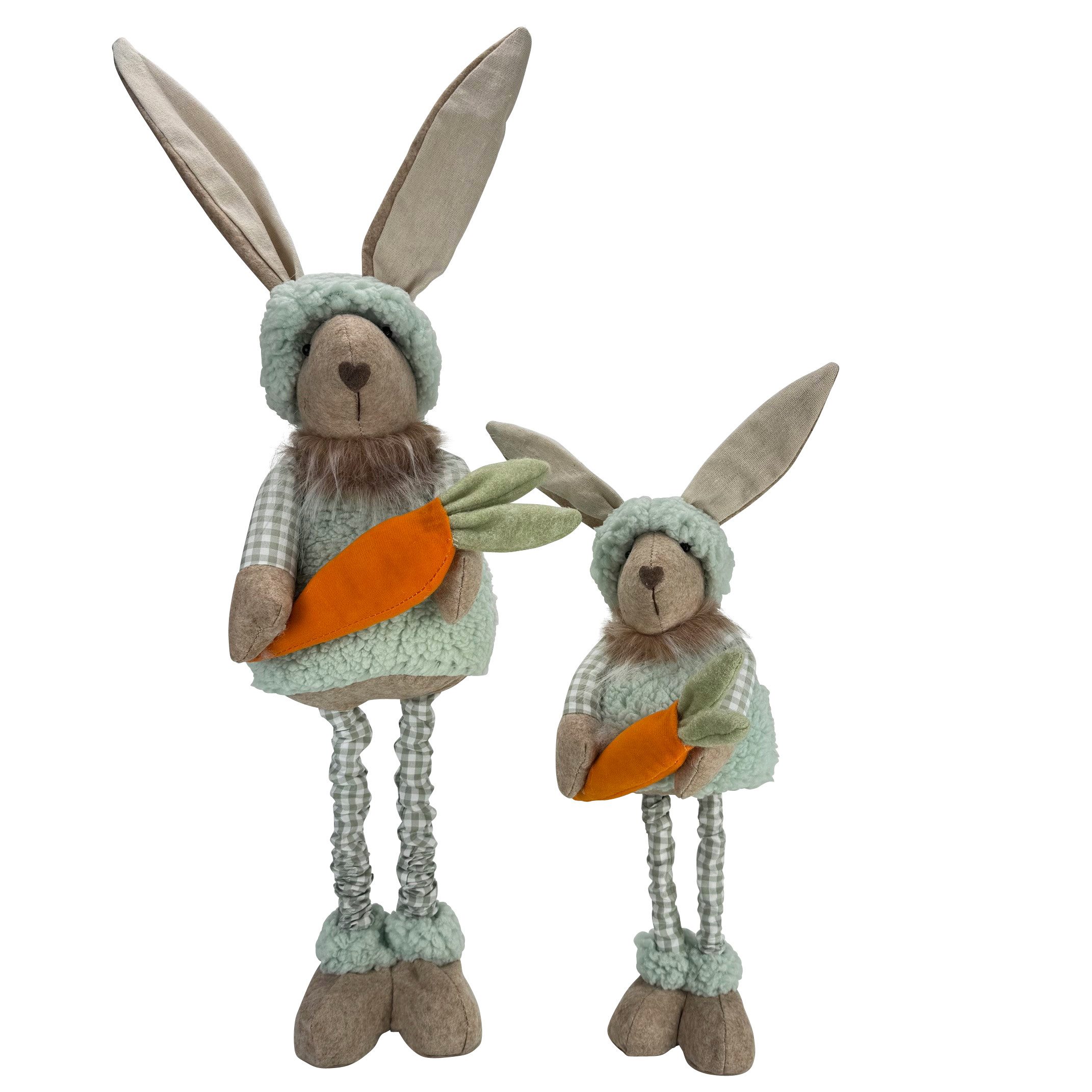 Osterhase - 2er Set Hasen mit Möhre und Teleskopbeinen - Osterdekoration, Ostern