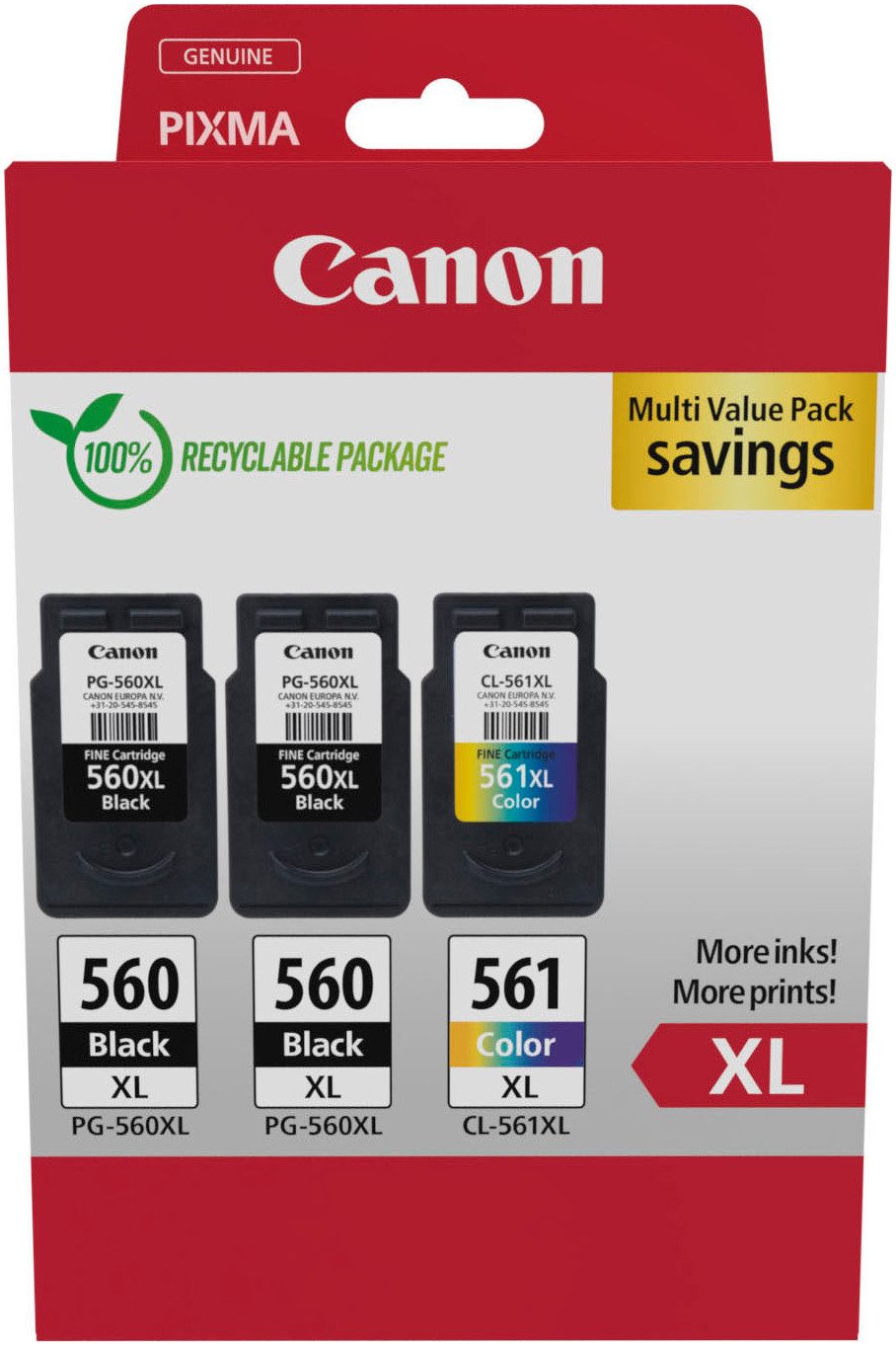Canon PG-560XL x2/CL-561XL Triple Pack Tintenpatrone (Packung, 3-tlg) – Bild 2 von 5