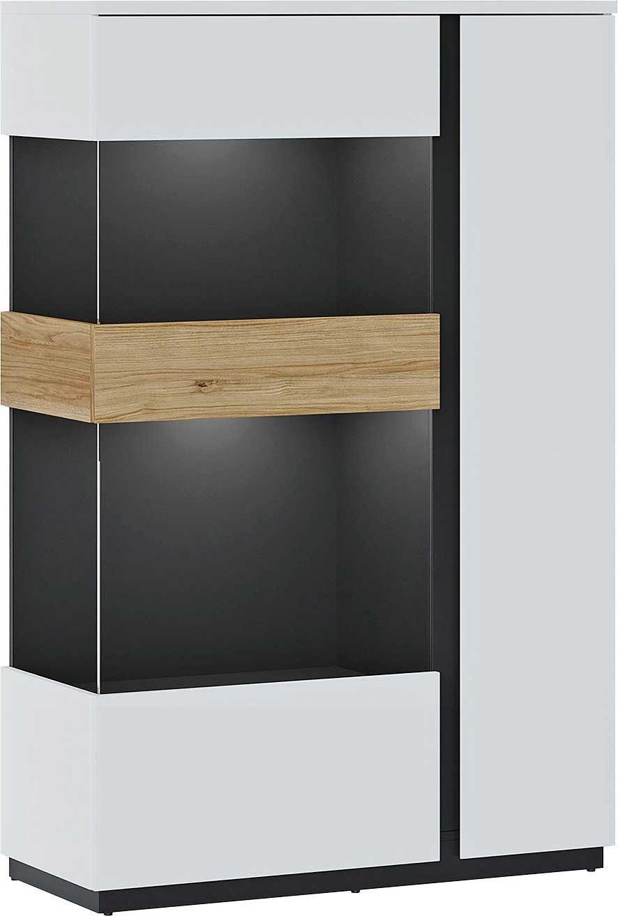 Feldmann-Wohnen Highboard Novena (1 St), 98x40x149cm weiß schwarz Catania Eiche