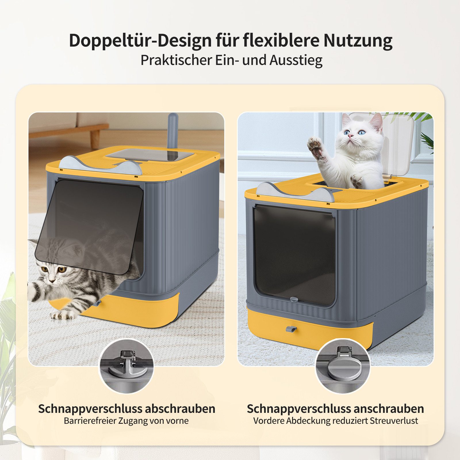 JEOBEST Katzentoilette Katzenklo mit Deckel Schaufel Aktivkohlefilter günstig online kaufen