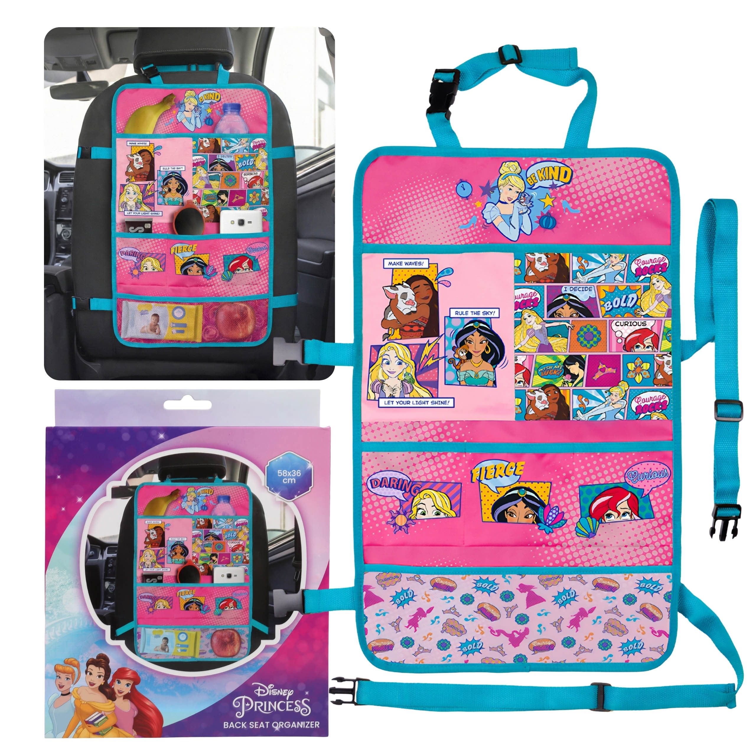 Disney Princess Auto-Rückenlehnentasche DISNEY PRINCESS Organizer für den Autositz mit Autositzschutz