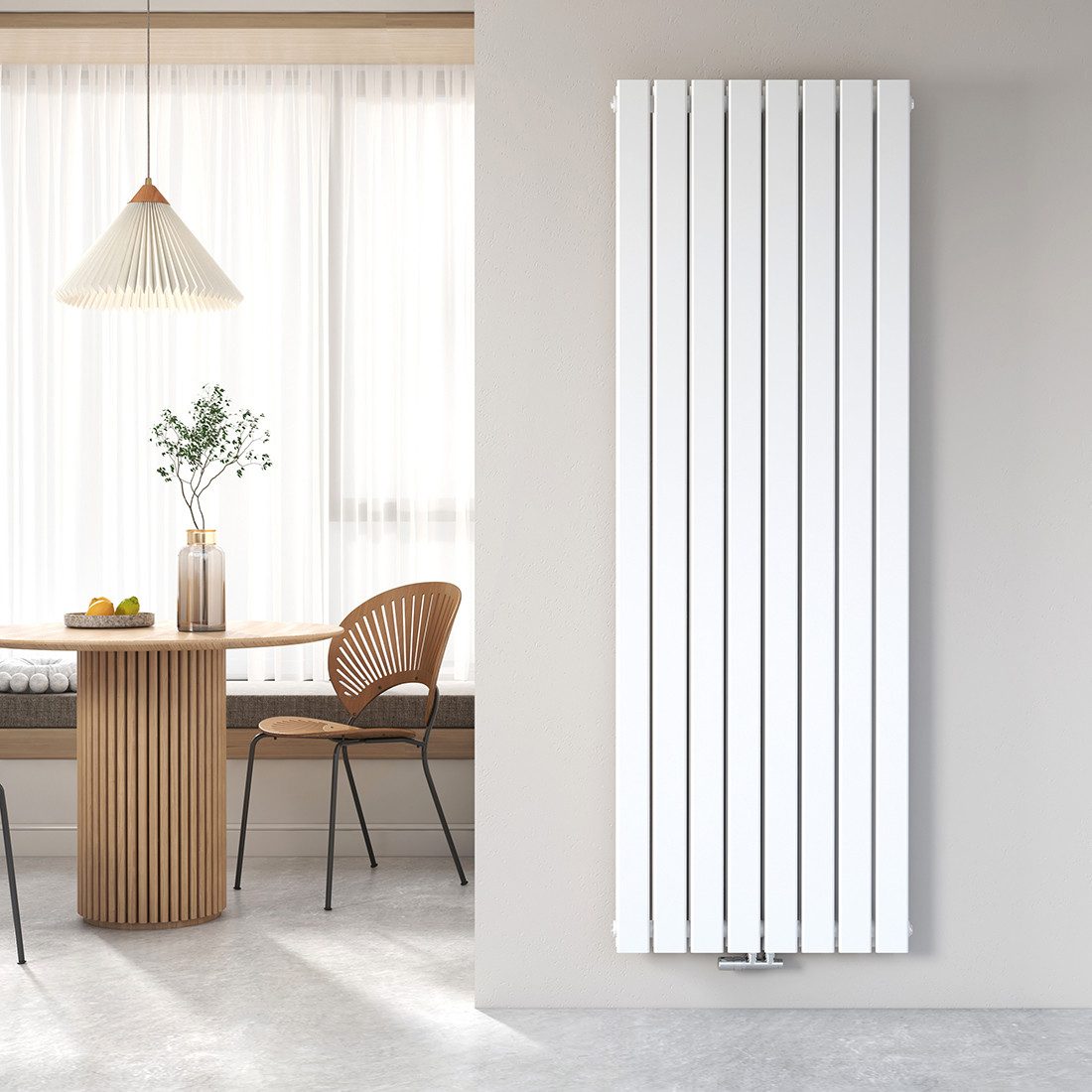 MEYKOERS Heizkörper Heizkörper vertikal, doppellagig, Flachheizkörper, Warmwasser, Weiß, 62 × 180 cm, 2227 W, Orientierungswert für Räume bis ca. 20 m²
