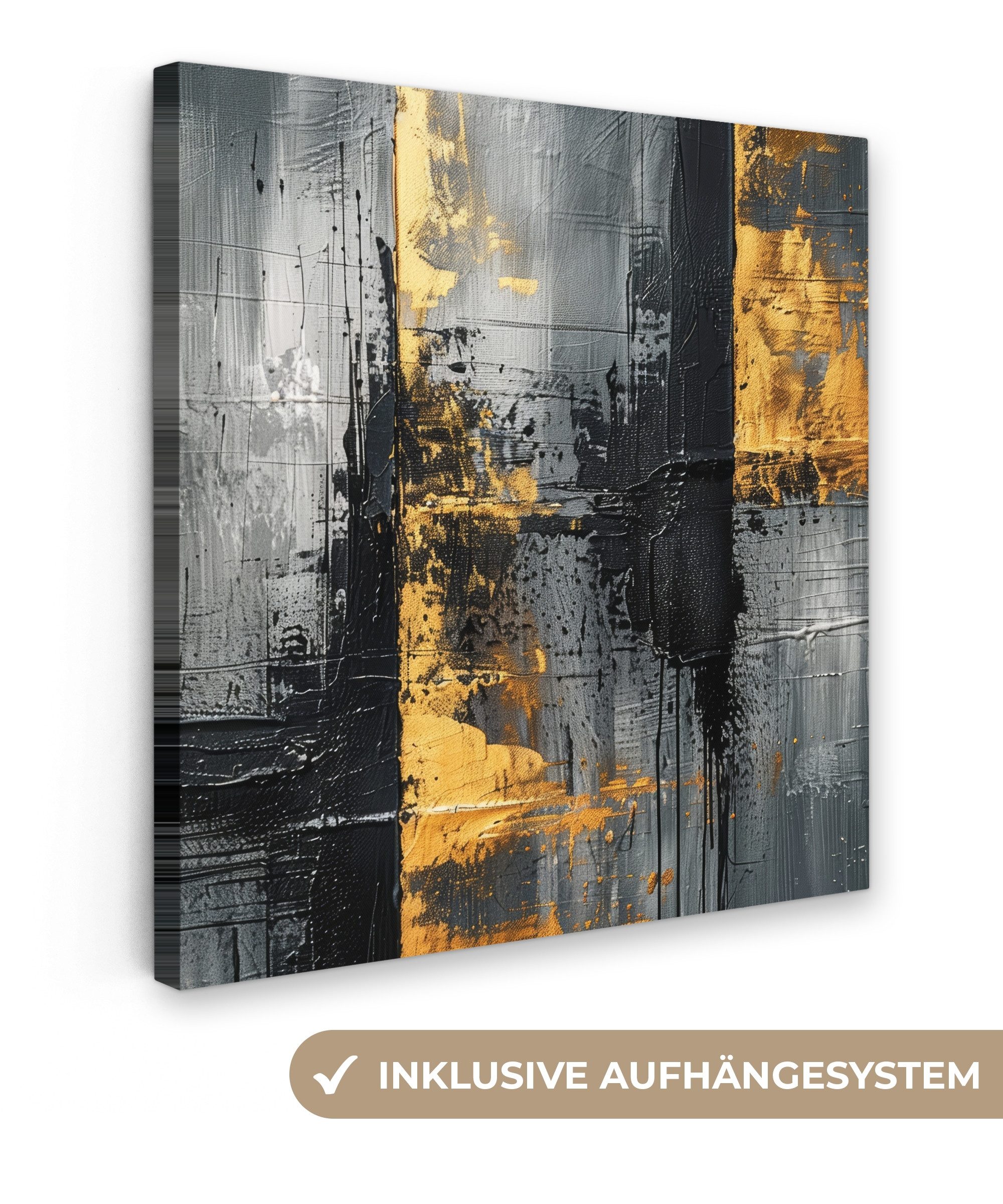 OneMillionCanvasses® Leinwandbild Modern - Gold - Grau - Gemustert, Fotodru günstig online kaufen