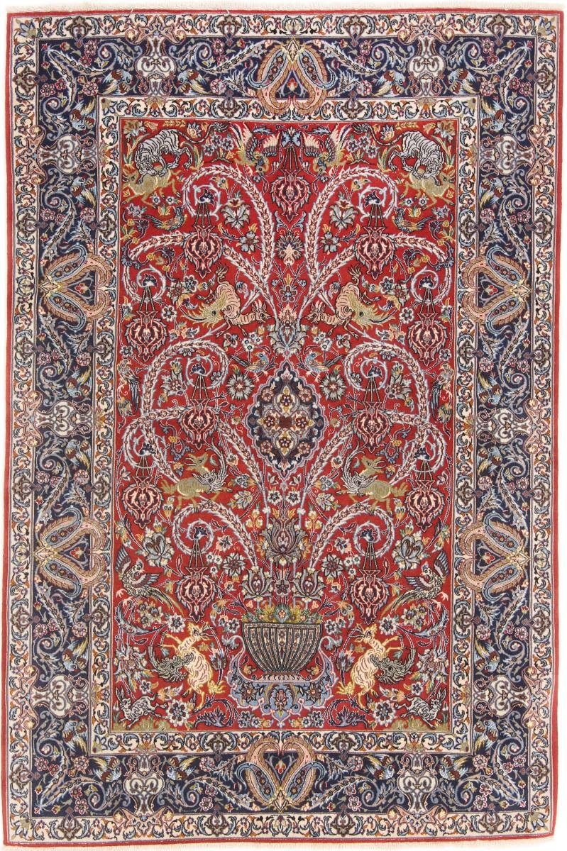 Orientteppich Isfahan 108x161 Handgeknüpfter Orientteppich / Perserteppich, Nain Trading, rechteckig, Höhe: 8 mm