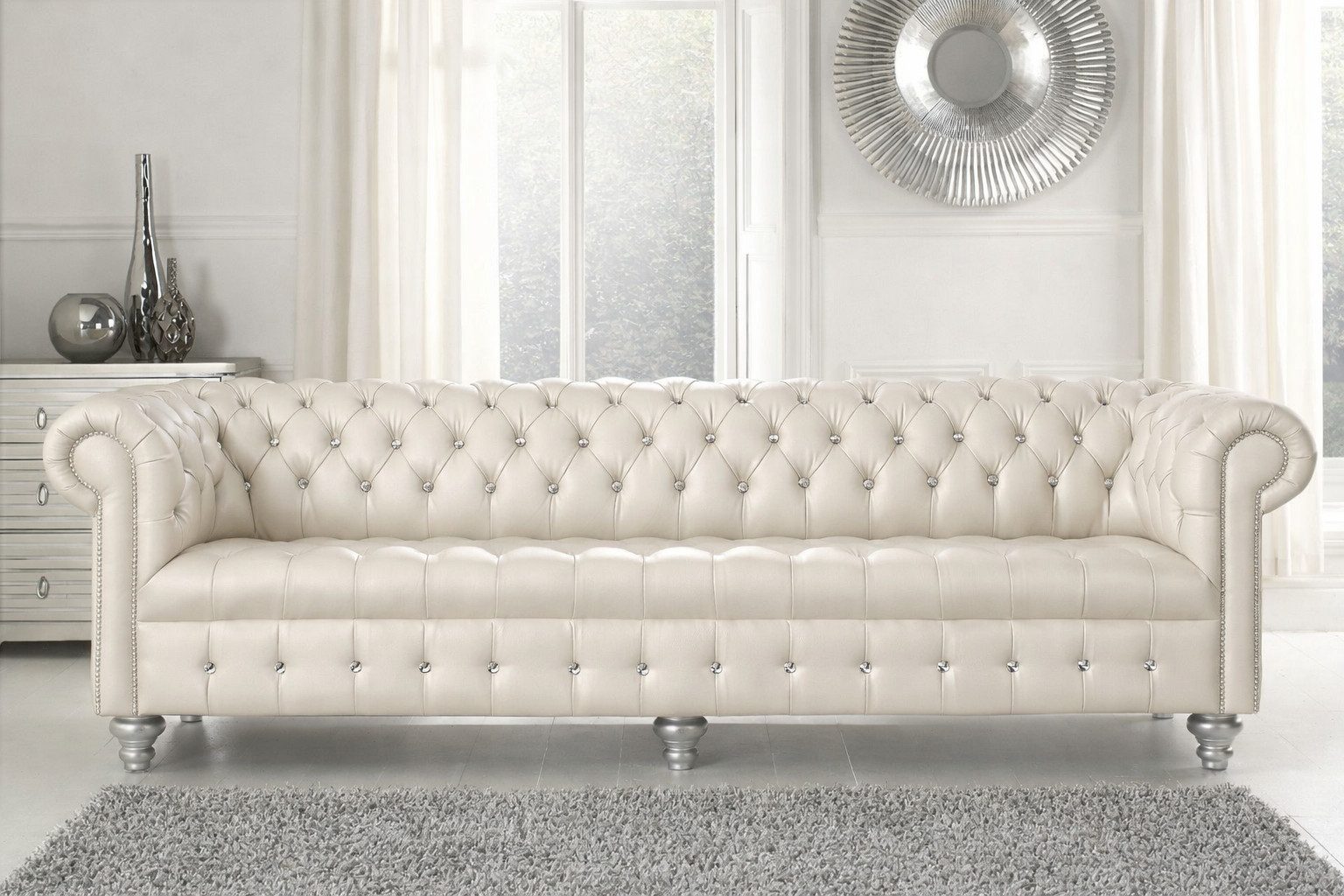 JVmoebel Chesterfield-Sofa Luxus Chesterfield Ledersofa Designer Couch Premium Sofa Sofort, 1 Teile, Made in Europa