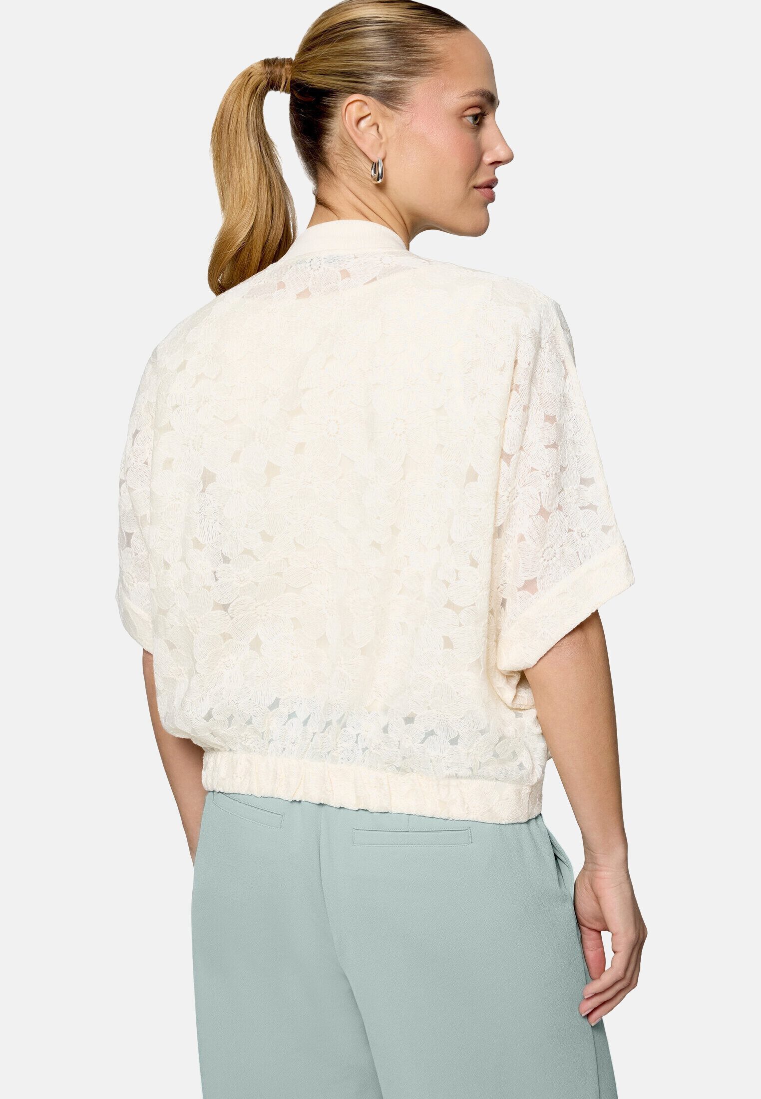 Zero Jackenblazer Damen kurzarm mit Taschen Spitze