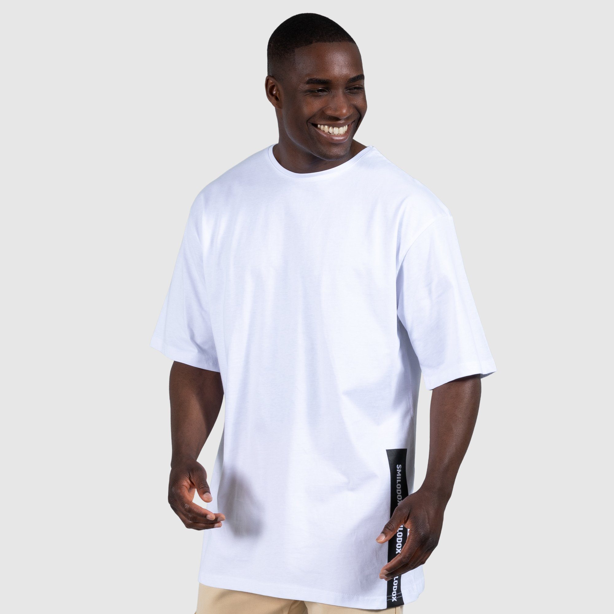 Oversize, Smilodox Baumwolle T-Shirt John Weiß 100%