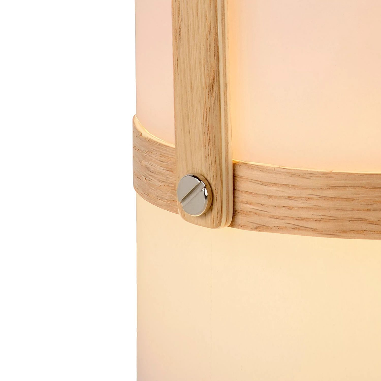 Licht-Erlebnisse Gartenleuchte ZIRU, LED fest integriert, Warmweiß, Akku LED dimmbar Holz rund Ø 14,5 cm 26,5 cm hoch IP44 Weiß Natur