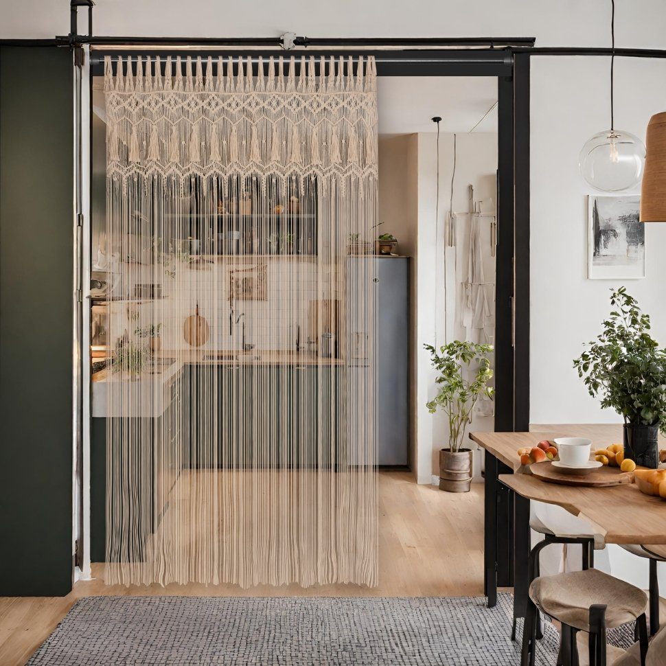 Cozyor Türvorhang Makramee 132 x 200 cm Boho Vorhang Fenstervorhang Raumtei günstig online kaufen
