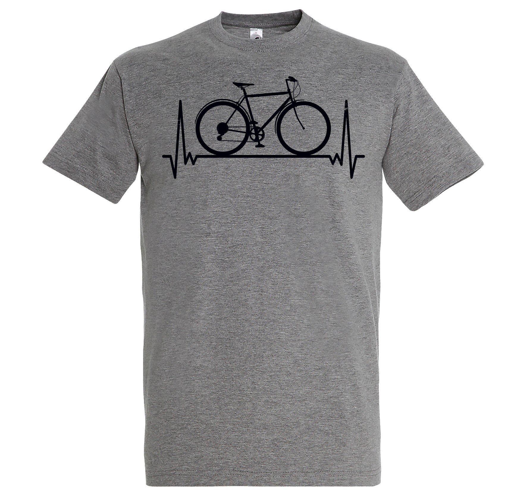 Youth Designz T-Shirt Heartbeat Fahrrad Herren Shirt mit lustigem Fahrrad Frontprint Grau
