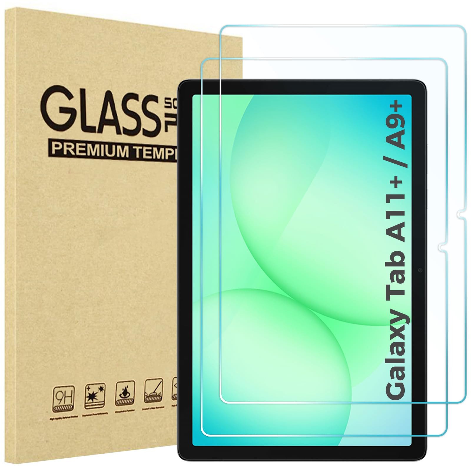 ibettertec Schutzfolie Panzerglas für Samsung Galaxy Tab A11 Plus 11 Zoll, [2 Stück], (9H Härte Gehärtetes Glas Displayschutz Schutzfolie, Blasenfrei, Anti-Kratzer Displayschutzfolie), Kompatibel mit Galaxy Tab A11+ (SM-X230 / SM-X236)